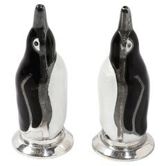 Mid-Century Penguin Solid Sterling Silver 925 Salt/Pepper Shakers signed MEKA
