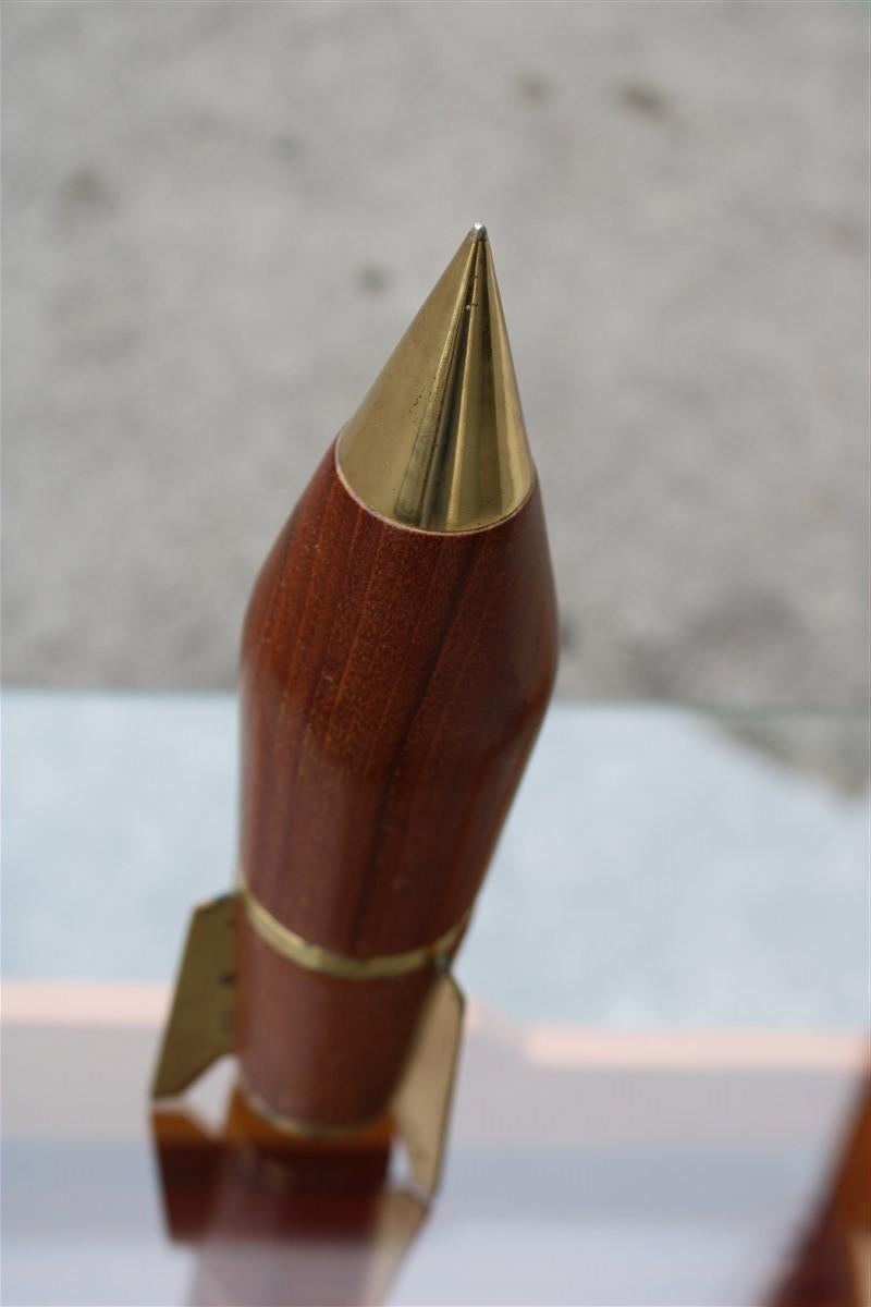 Pepper Mill Italian design 1950s brass and teak missile.
