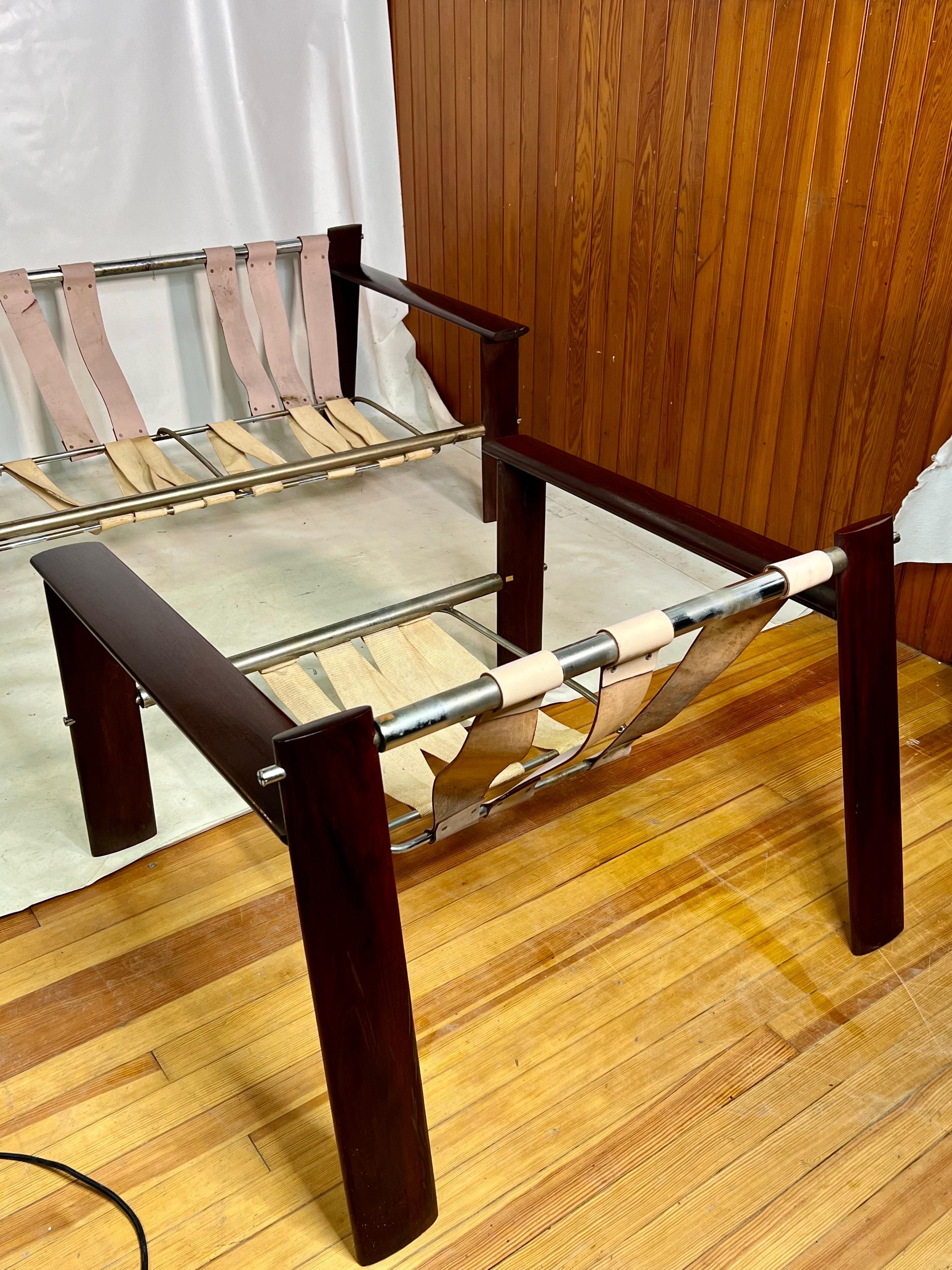 Late 20th Century Mid Century Percival Lafer Mp-129 Rosewood Couch and Lounge Chair Set Rare For Sale