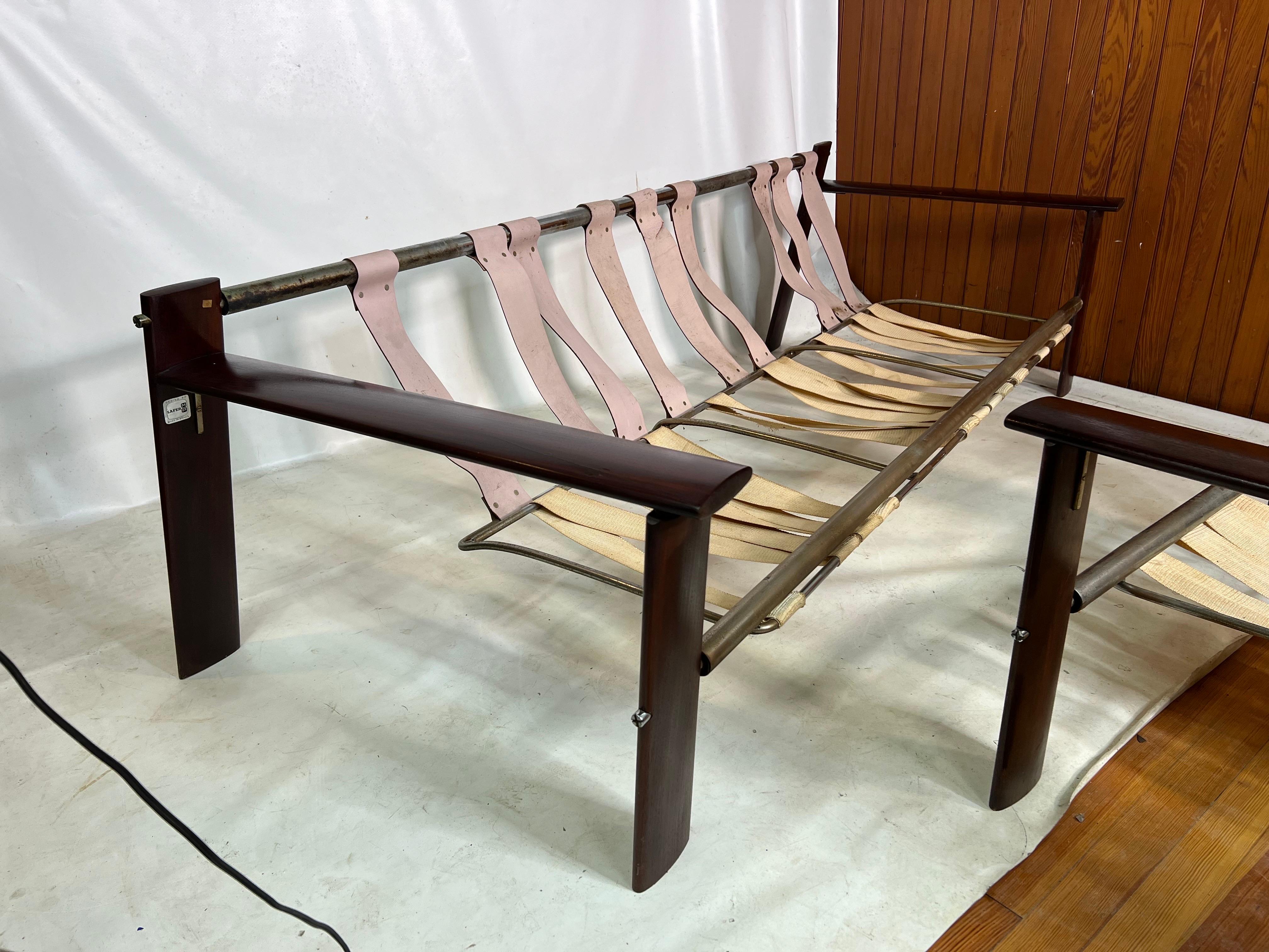 Mid Century Percival Lafer Mp-129 Rosewood Couch and Lounge Chair Set Rare For Sale 1