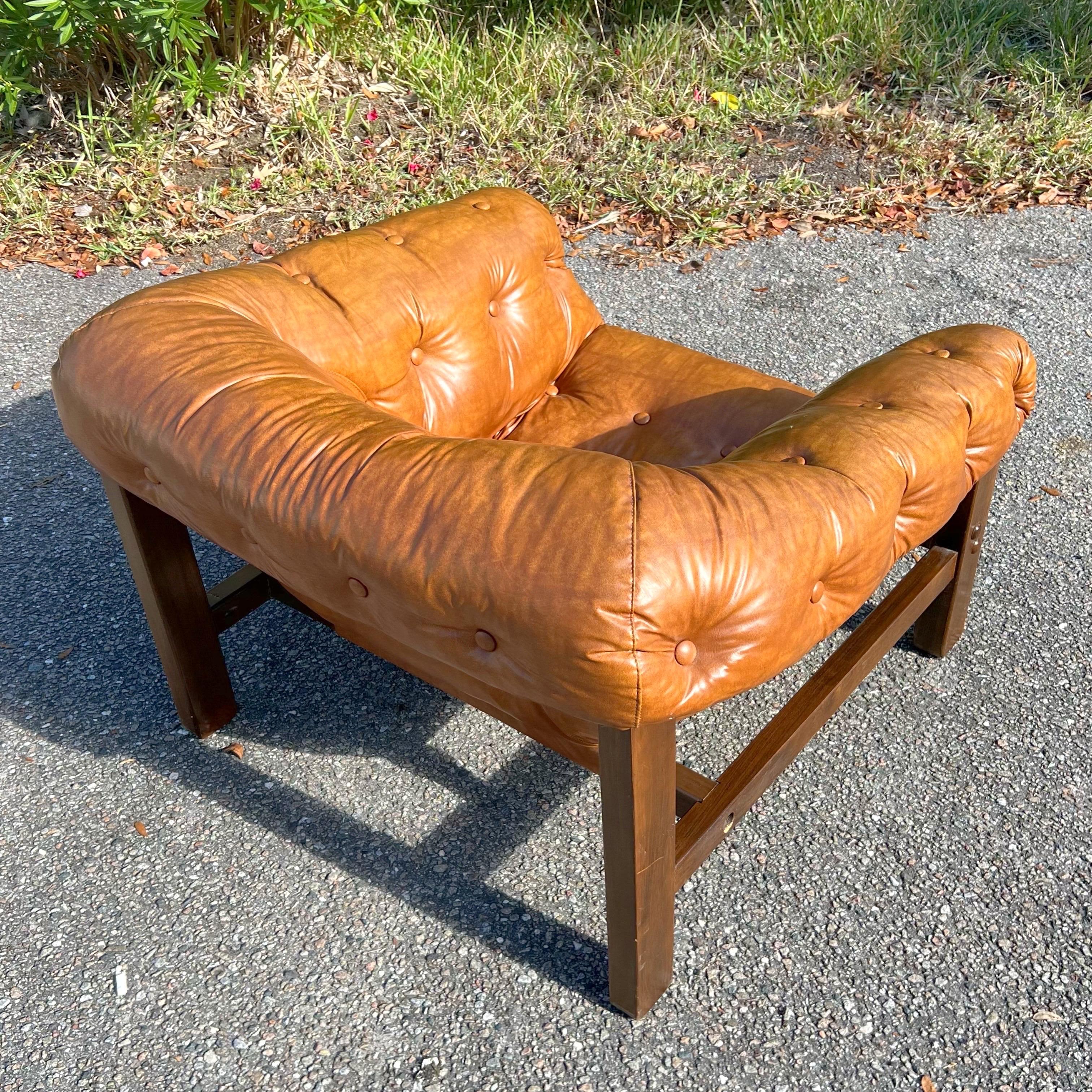 Mid Century Percival Lafer Sling Chair Style in buttery cognac , 1970’s 4