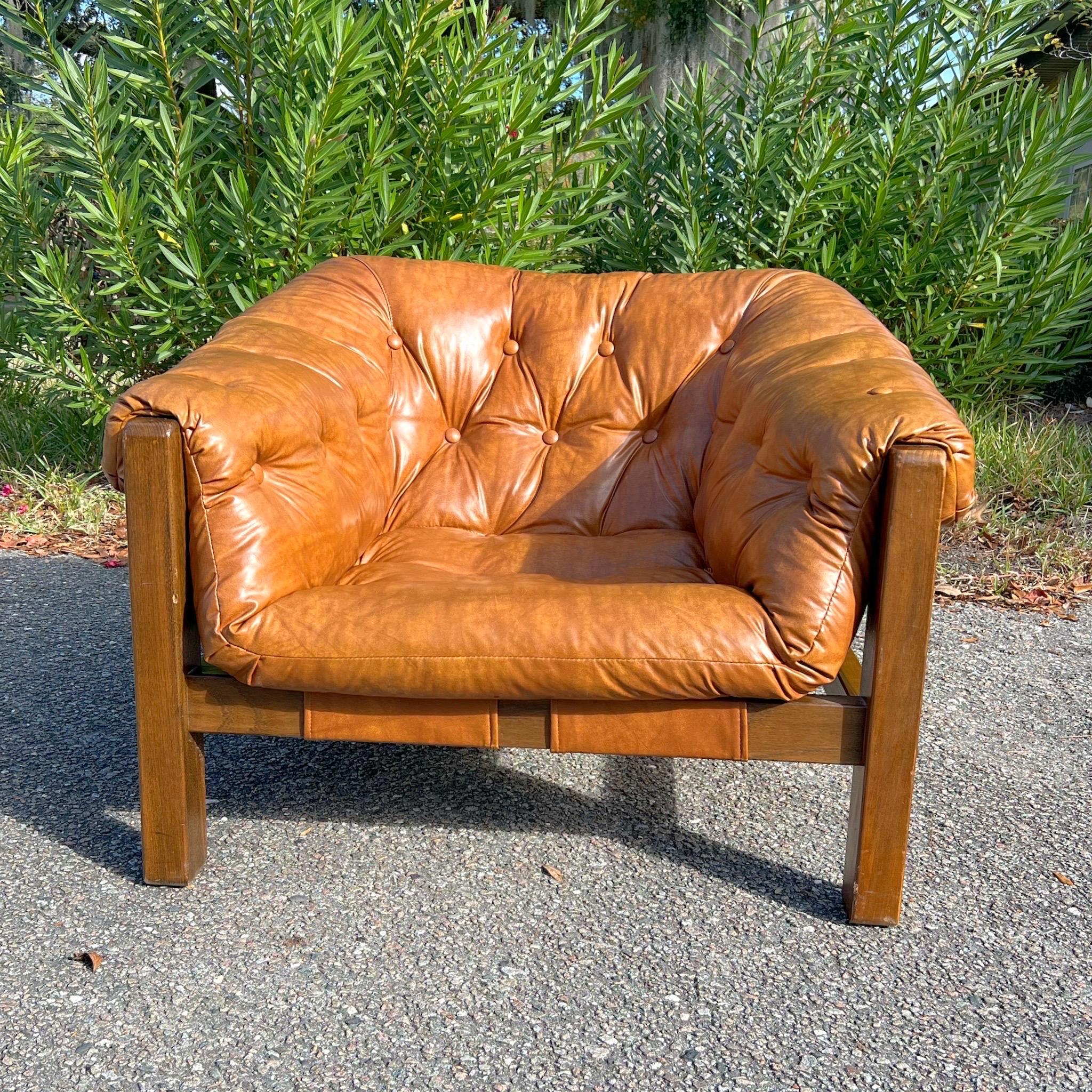 Mid-Century Modern Mid Century Percival Lafer Sling Chair Style in buttery cognac , 1970’s