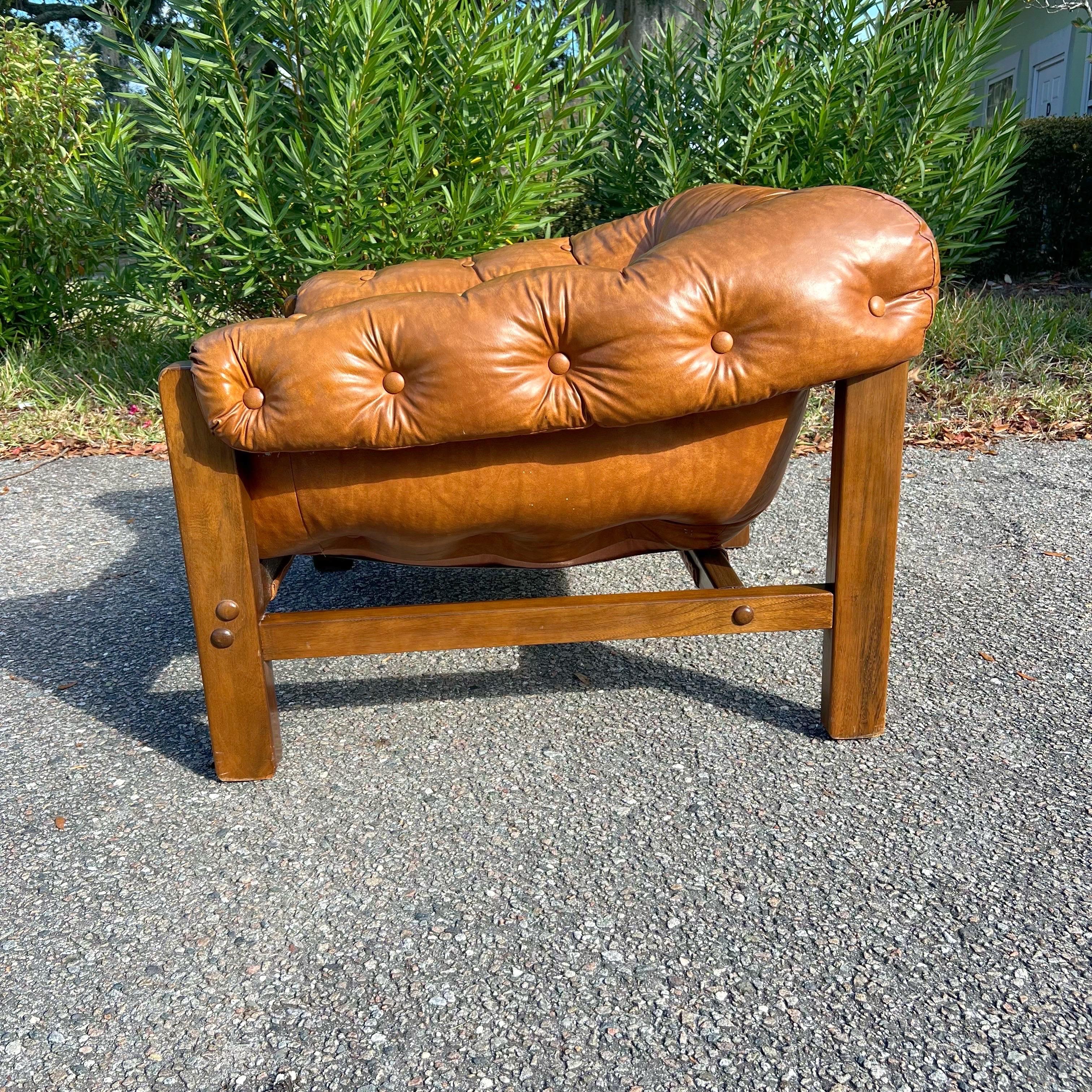 Late 20th Century Mid Century Percival Lafer Sling Chair Style in buttery cognac , 1970’s