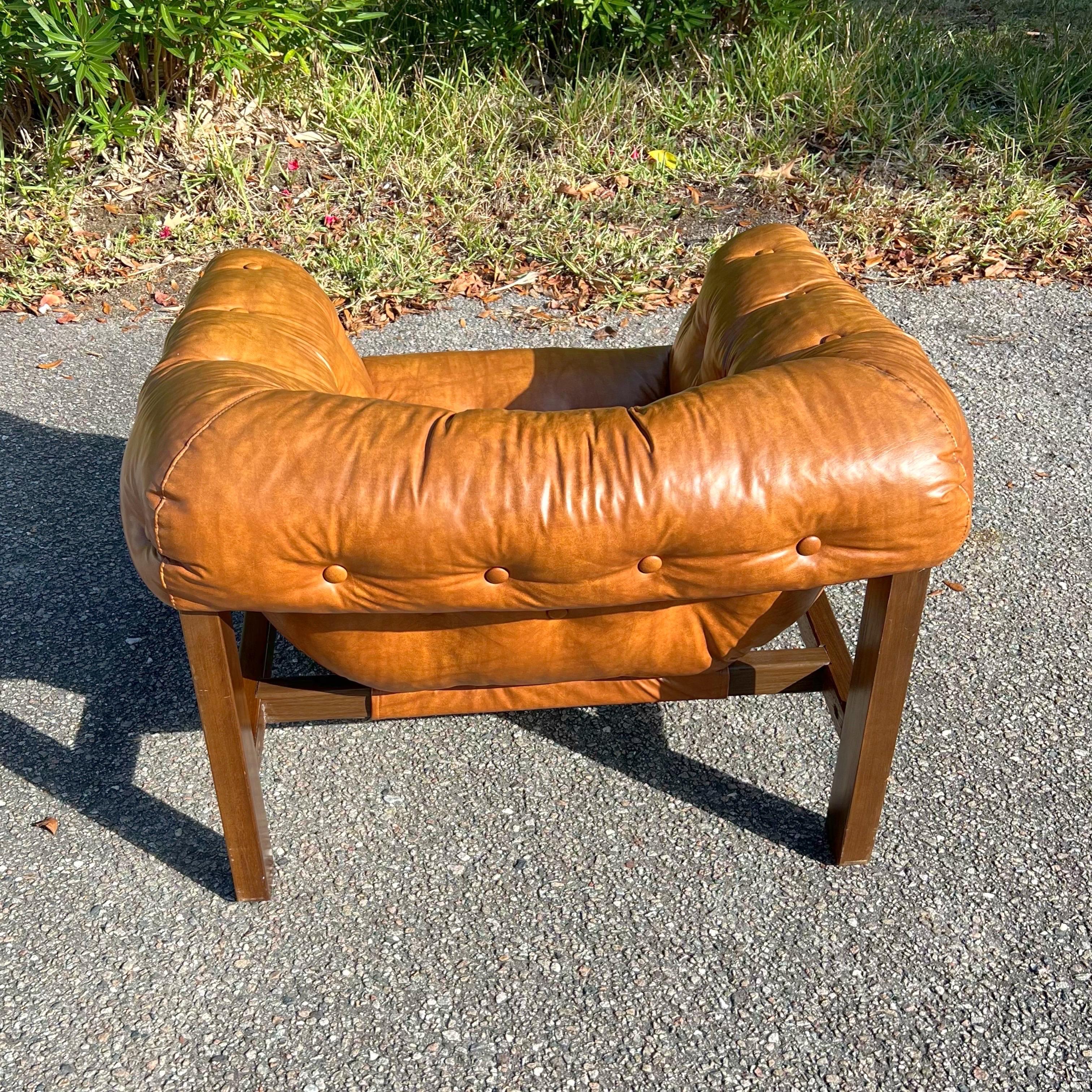 Mid Century Percival Lafer Sling Chair Style in buttery cognac , 1970’s 2