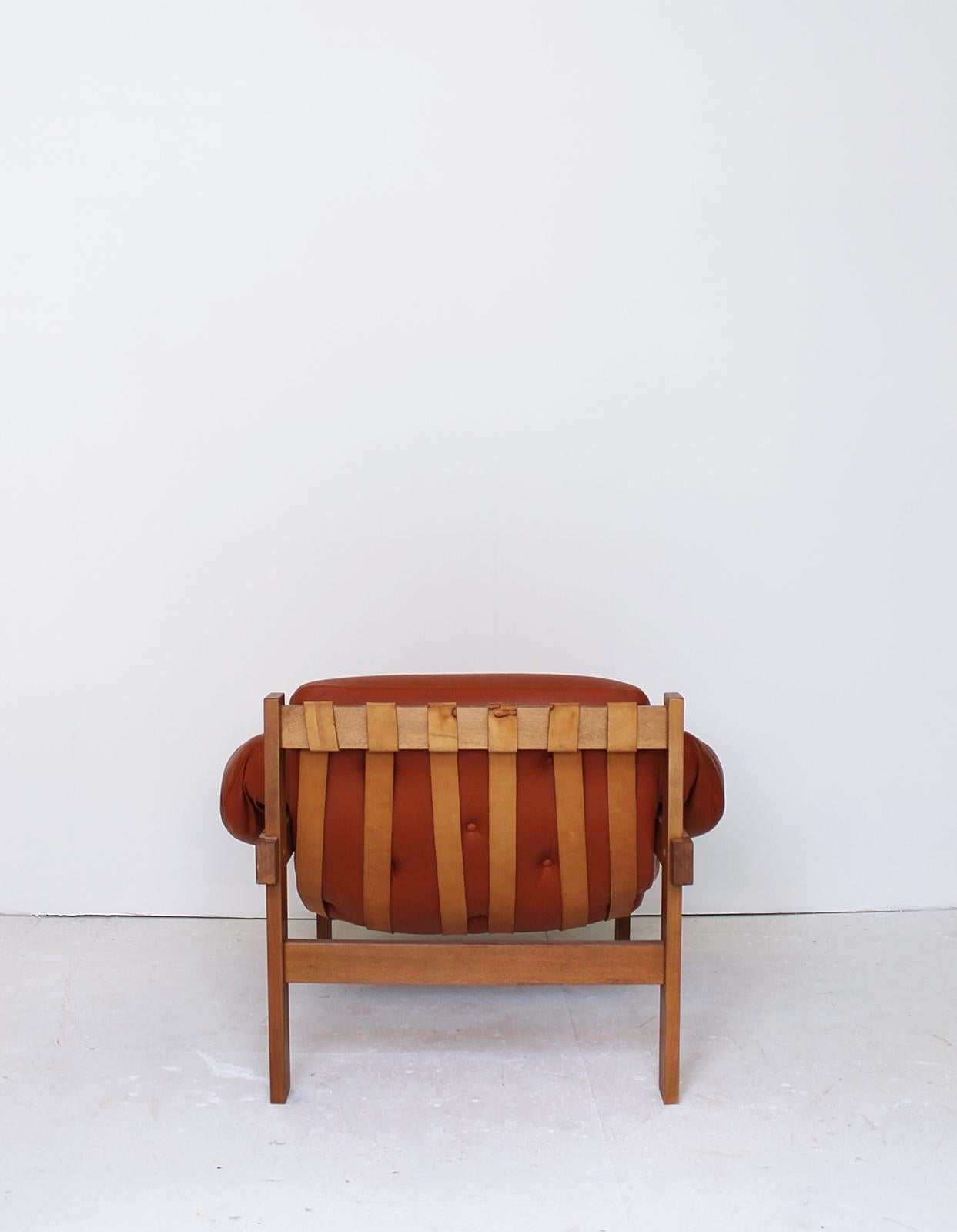 Mid Century Percival Lafer Style Cognac Tufted Leather Armchair, 1970s In Good Condition In Debrecen-Pallag, HU