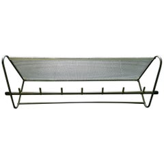 Midcentury Perforated Metal and Brass Coat Rack