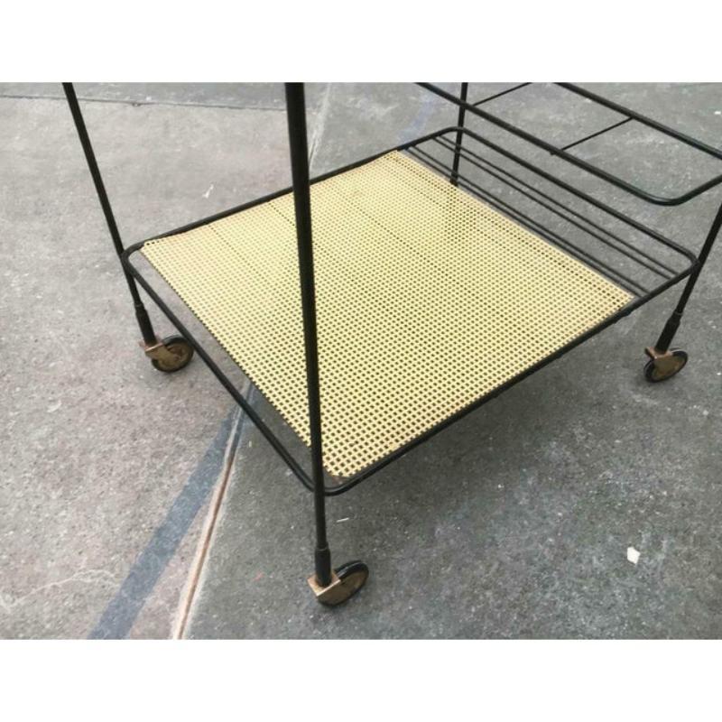 Metallo Carrello da bar in metallo traforato di metà secolo in vendita