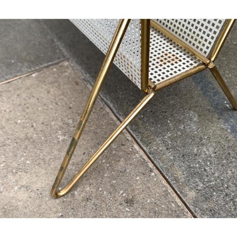 Mid-Century Perforated Metal Magazine Holder and Side Table, 1960s For Sale 6