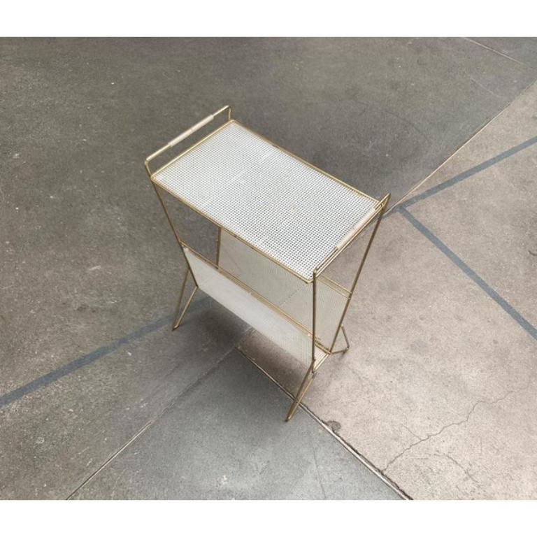 Mid-Century Modern Mid-Century Perforated Metal Magazine Holder and Side Table, 1960s For Sale