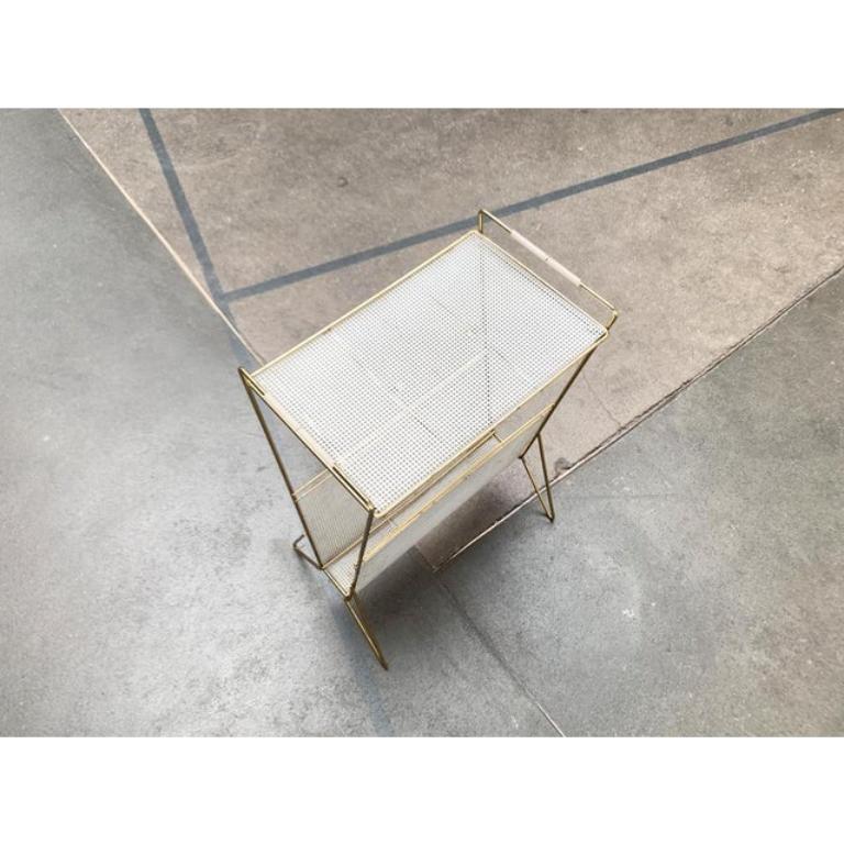20th Century Mid-Century Perforated Metal Magazine Holder and Side Table, 1960s For Sale