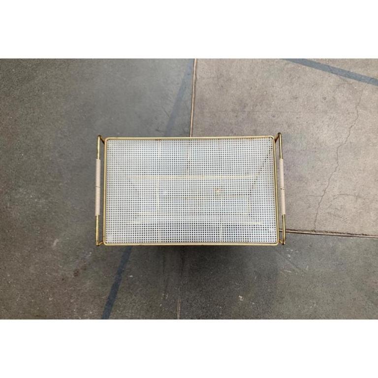 Mid-Century Perforated Metal Magazine Holder and Side Table, 1960s For Sale 1