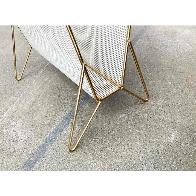 Mid-Century Perforated Metal Magazine Holder and Side Table, 1960s For Sale 4