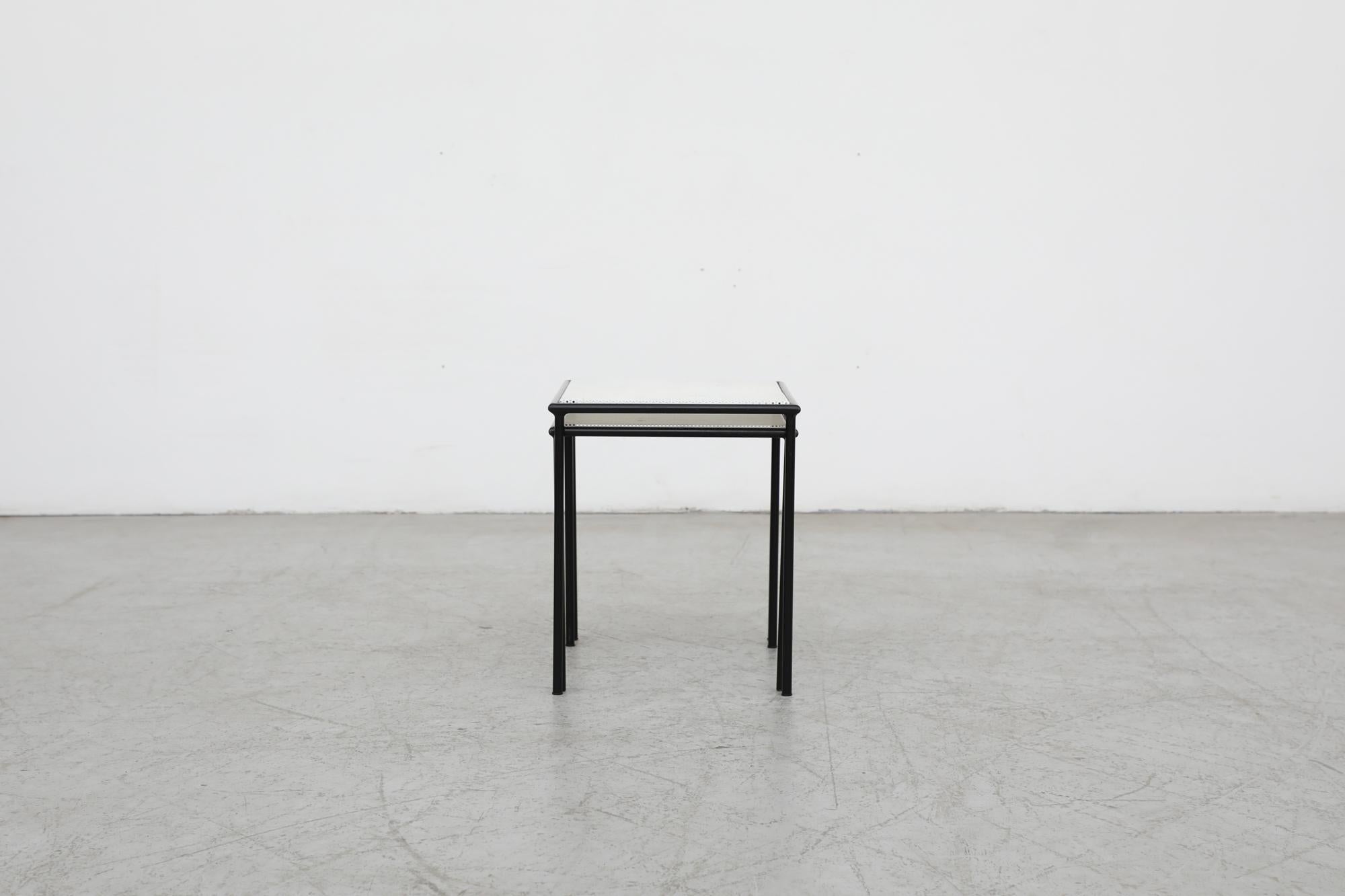 Mid Century Perforated Metal Nesting Tables by Floris Fiedeldij for Artimeta  In Good Condition In Los Angeles, CA