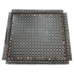 Mid-century perforated metal tray in the style of Mathieu Matégot