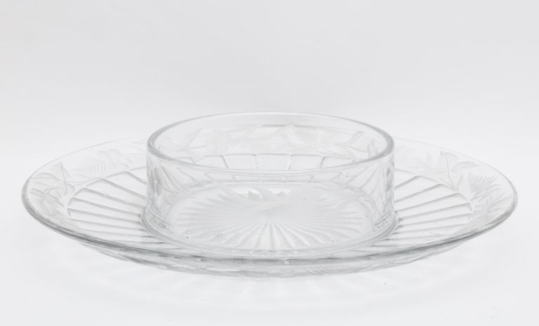 Midcentury Period Sterling Silver and Glass Hors d'oeuvres/Caviar Platter For Sale 6