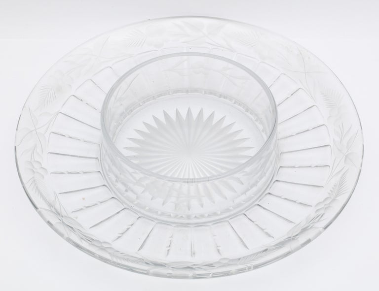 Midcentury Period Sterling Silver and Glass Hors d'oeuvres/Caviar Platter For Sale 1