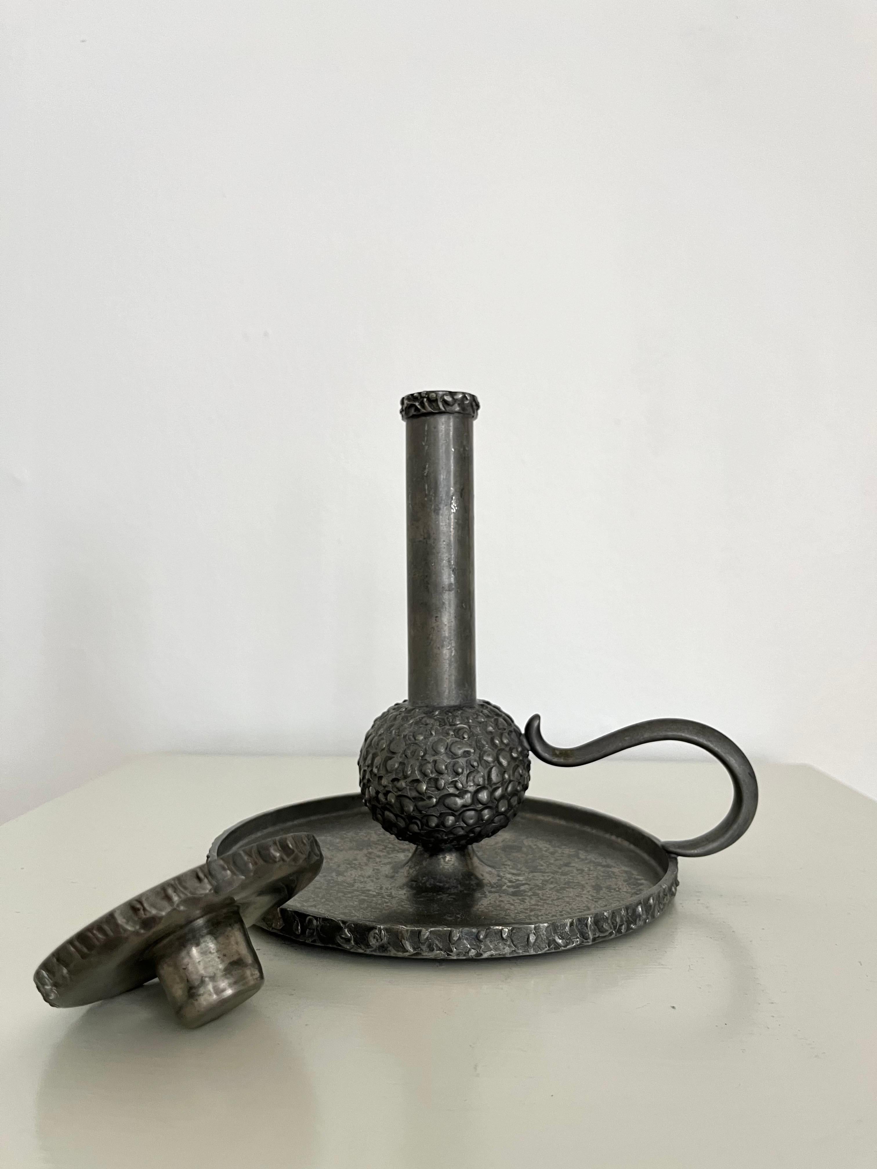 Mid-Century Perletinn Norway Pewter Chamber Candle Holder, 1960s 4