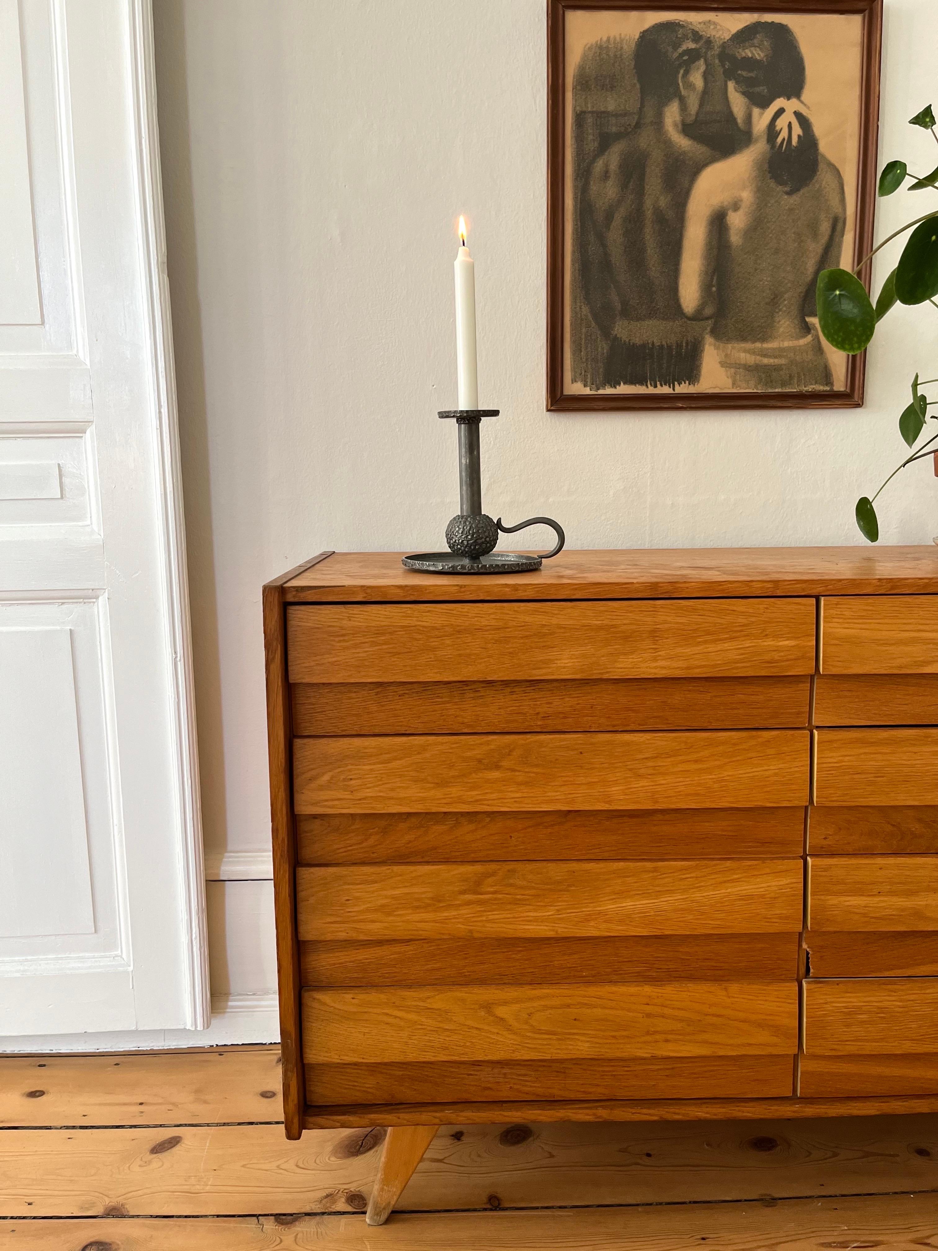 Organic Modern Mid-Century Perletinn Norway Pewter Chamber Candle Holder, 1960s