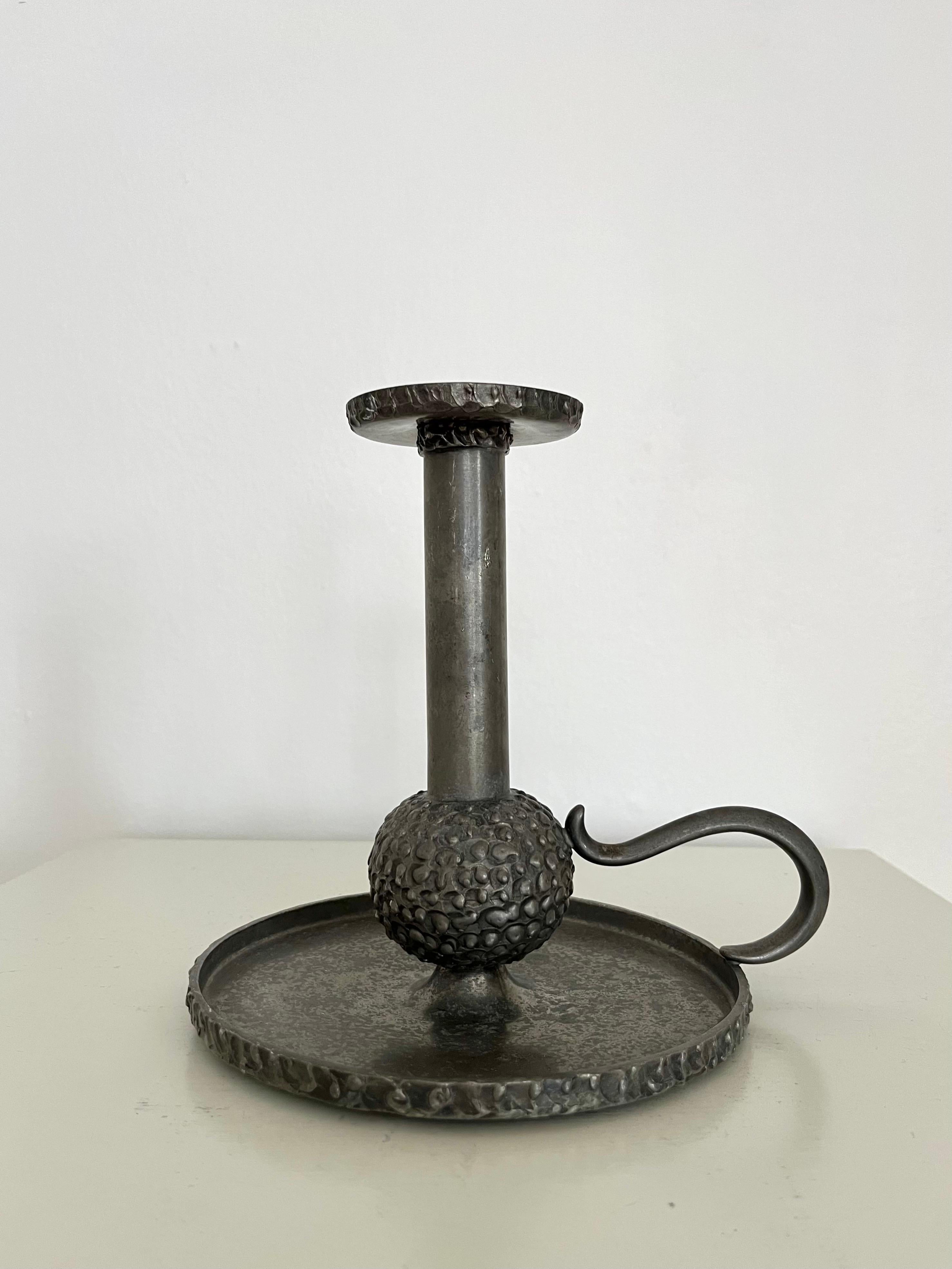 Mid-20th Century Mid-Century Perletinn Norway Pewter Chamber Candle Holder, 1960s