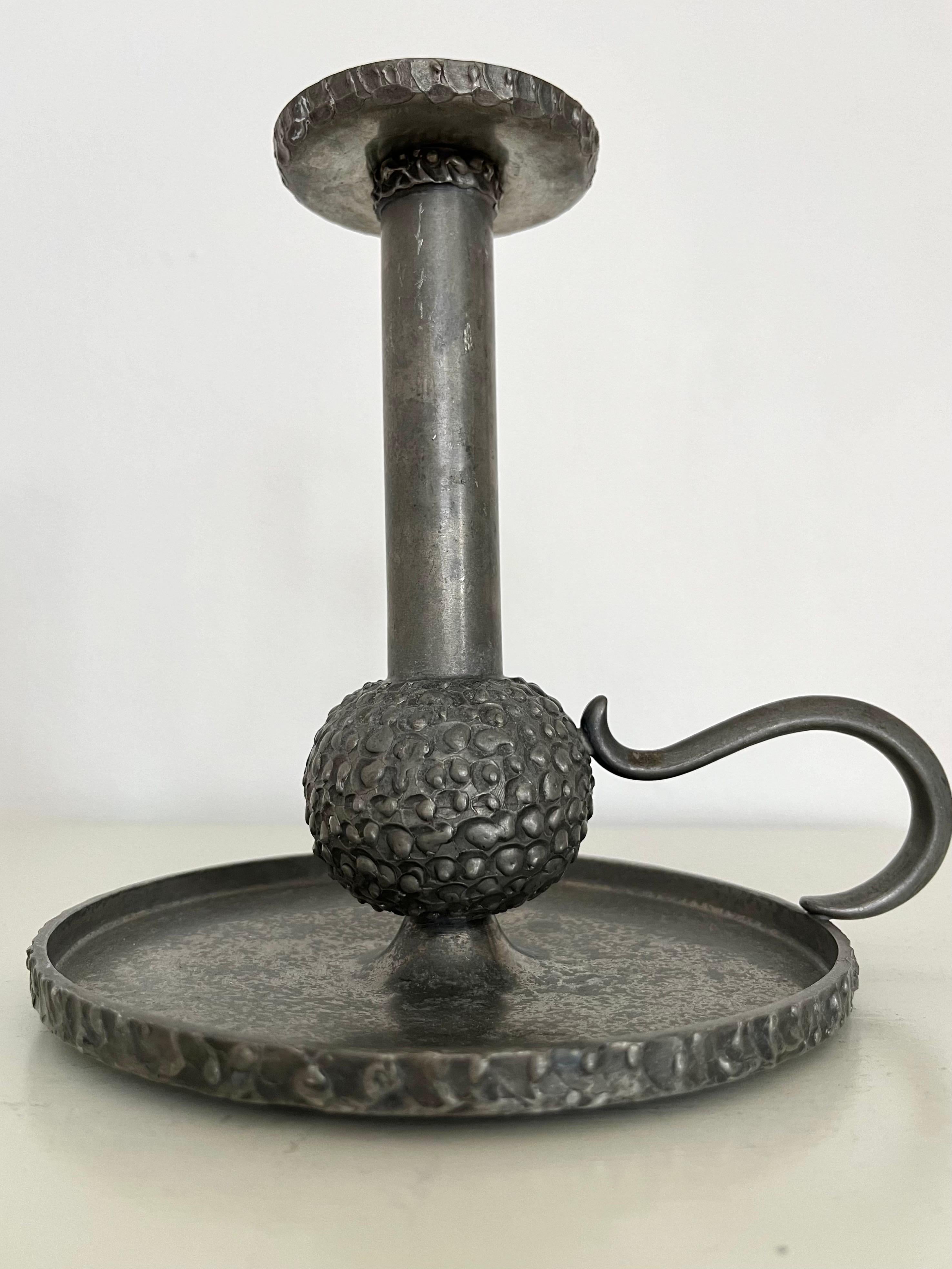 Mid-Century Perletinn Norway Pewter Chamber Candle Holder, 1960s 1