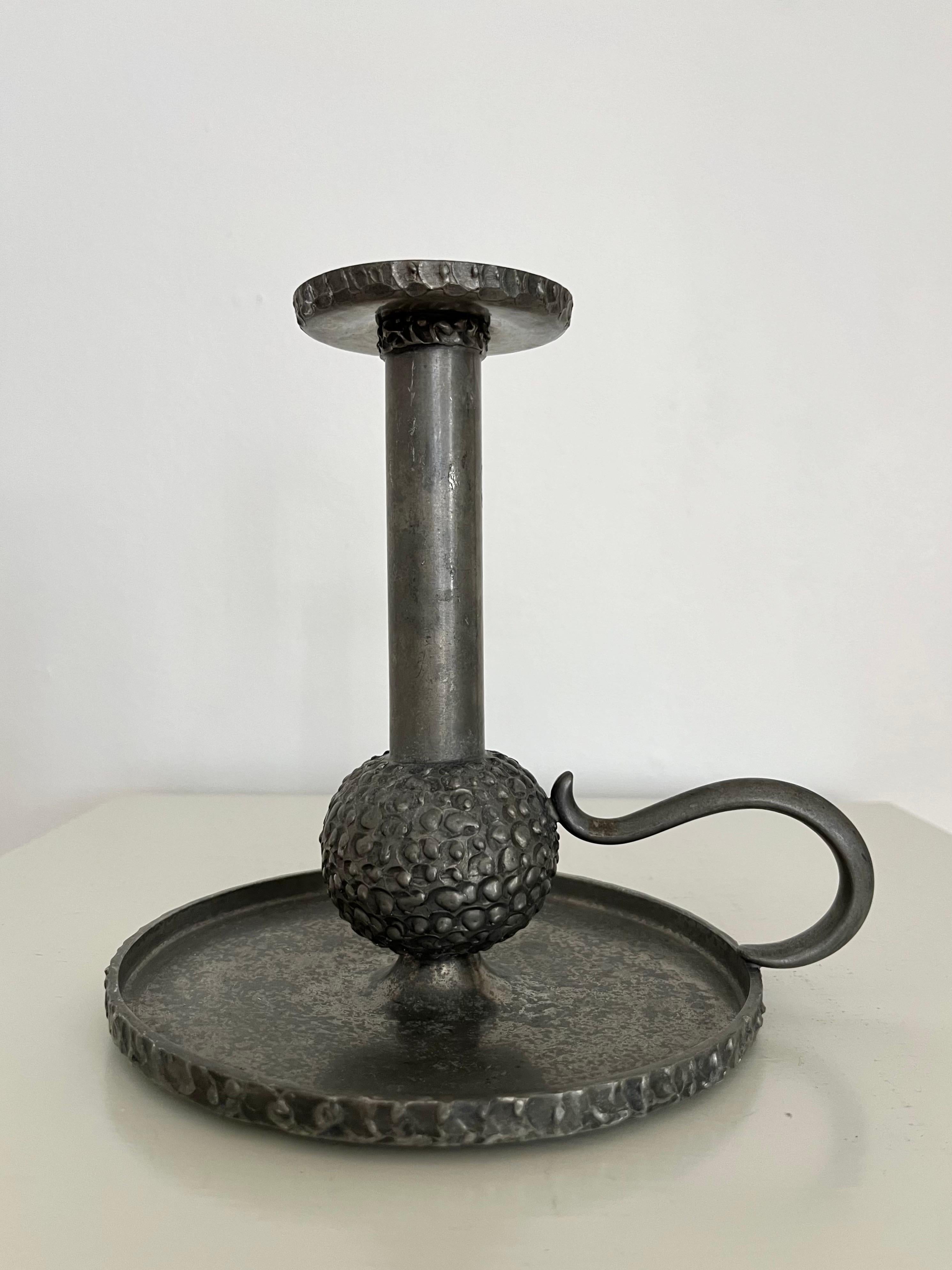 Mid-Century Perletinn Norway Pewter Chamber Candle Holder, 1960s 2
