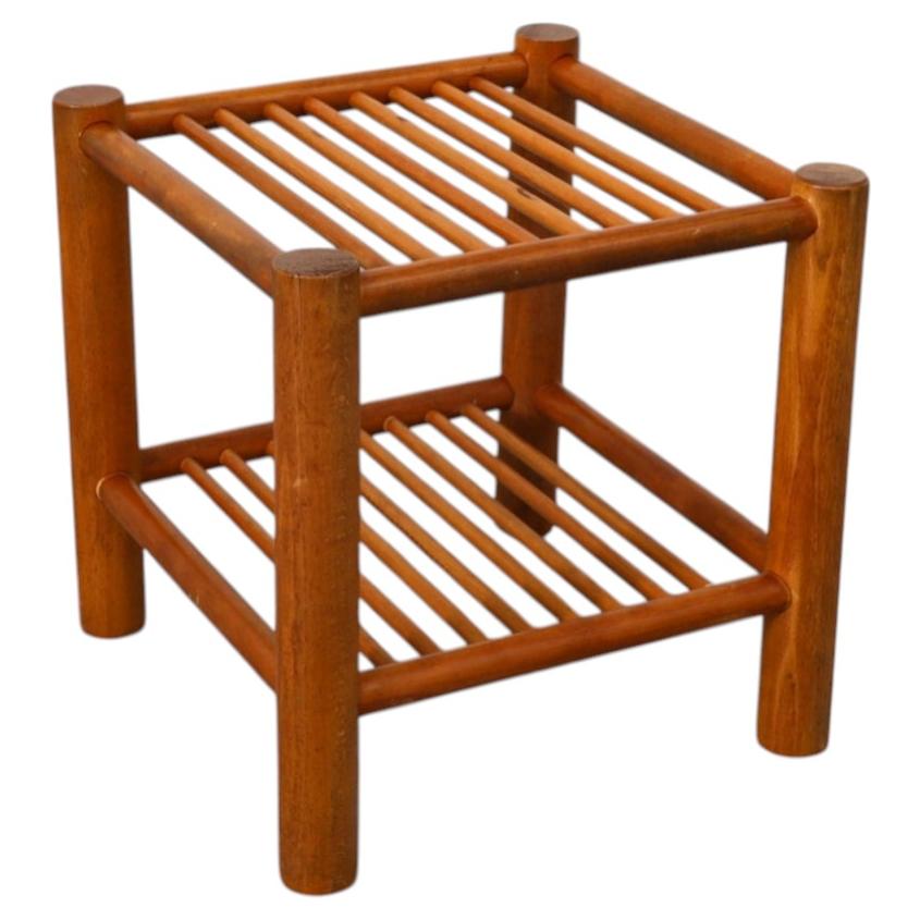Mid-Century Perriand Style Primitive Blonde Dowel Stool, Two-Tier For Sale