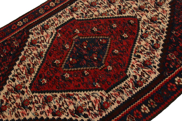 Midcentury Persian Kilim Rug Wool Red Cream Floral FlatWeave by Rug