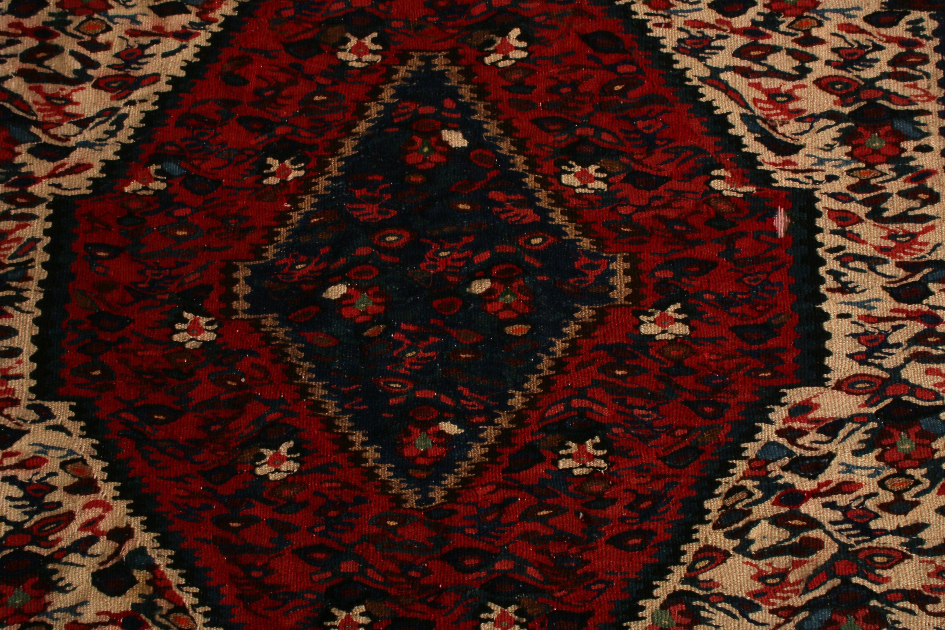 Midcentury Persian Kilim Rug Wool Red Cream Floral Flat-Weave by Rug & Kilim In Good Condition For Sale In Long Island City, NY