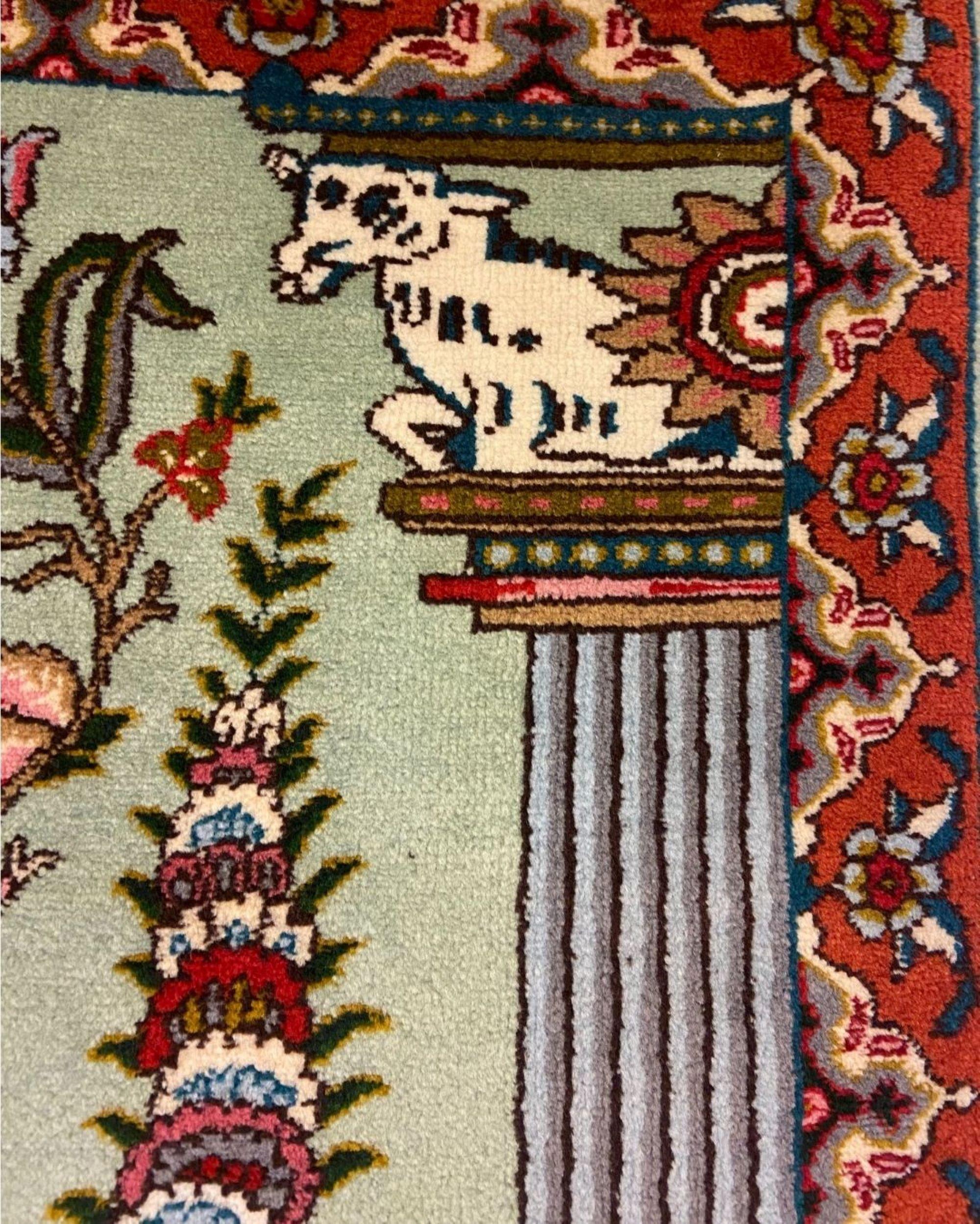 Persischer Hochzeitsteppich aus der Jahrhundertmitte mit Blumenvase und Persepolis-Säulen, 2x3 im Angebot 3