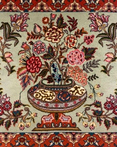 Mid-Century Persian Wedding Carpet with Floral Vase and Persepolis Columns, 2x3