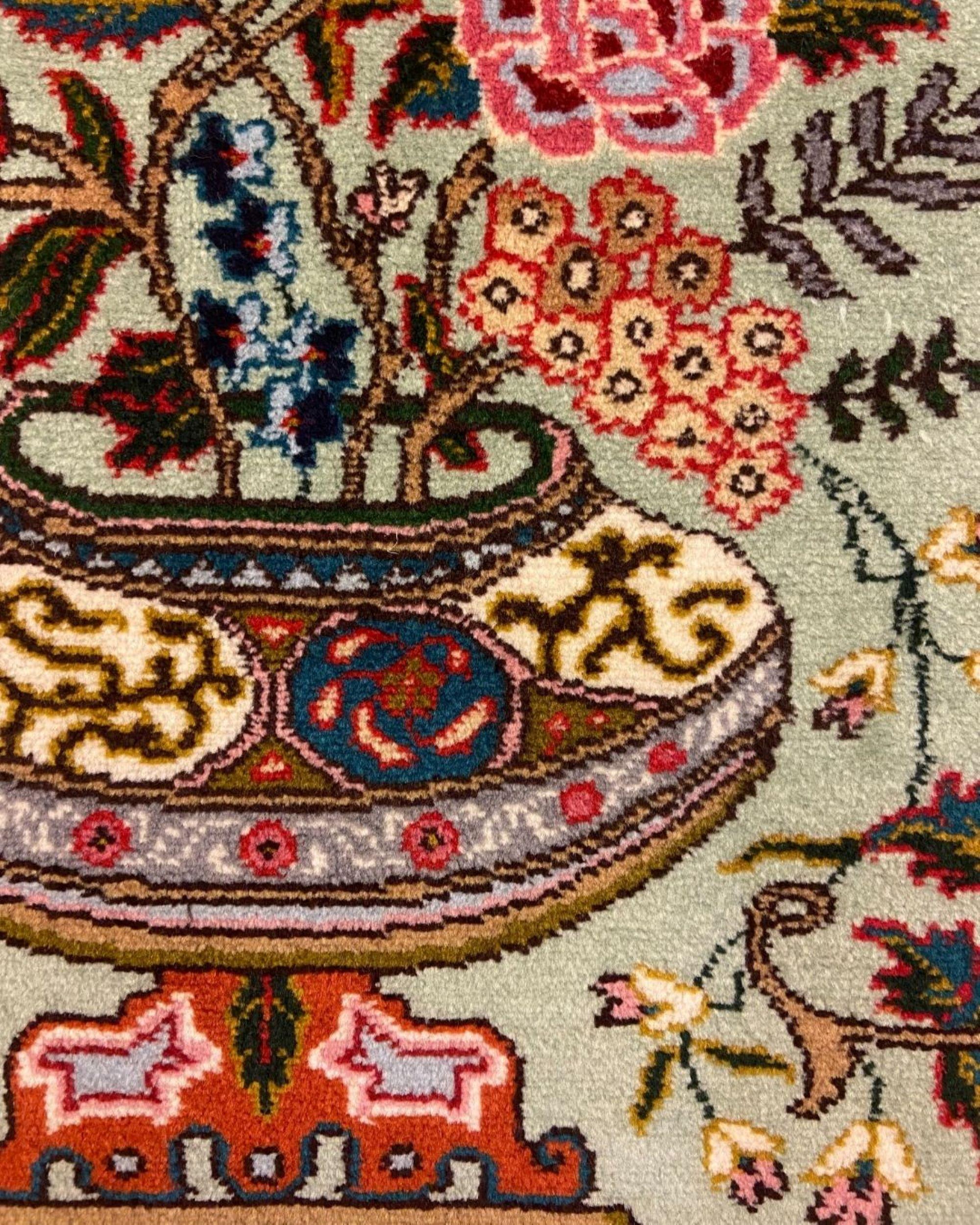 Persischer Hochzeitsteppich aus der Jahrhundertmitte mit Blumenvase und Persepolis-Säulen, 2x3 (Pflanzlich gefärbt) im Angebot