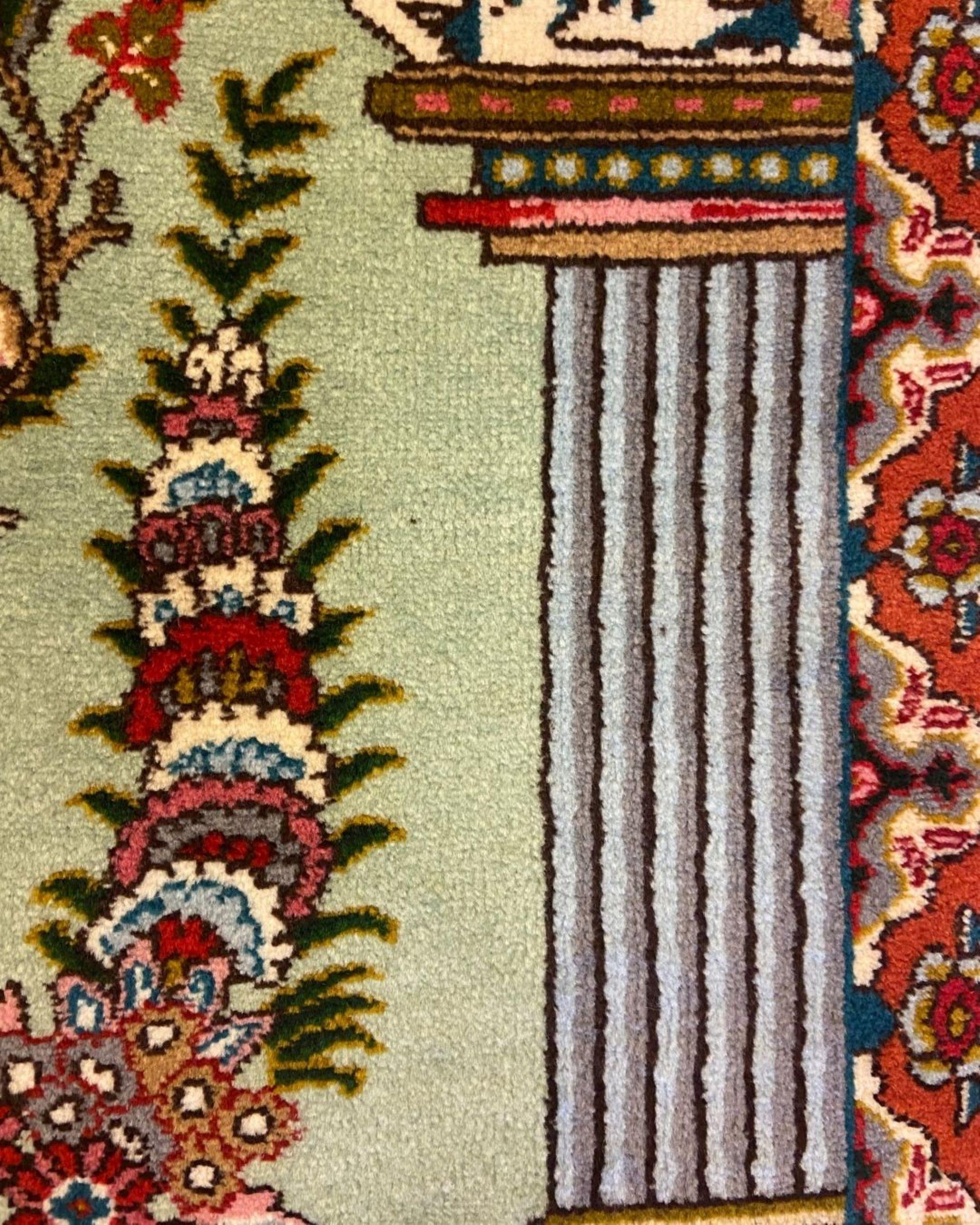 Persischer Hochzeitsteppich aus der Jahrhundertmitte mit Blumenvase und Persepolis-Säulen, 2x3 im Zustand „Hervorragend“ im Angebot in New York, NY