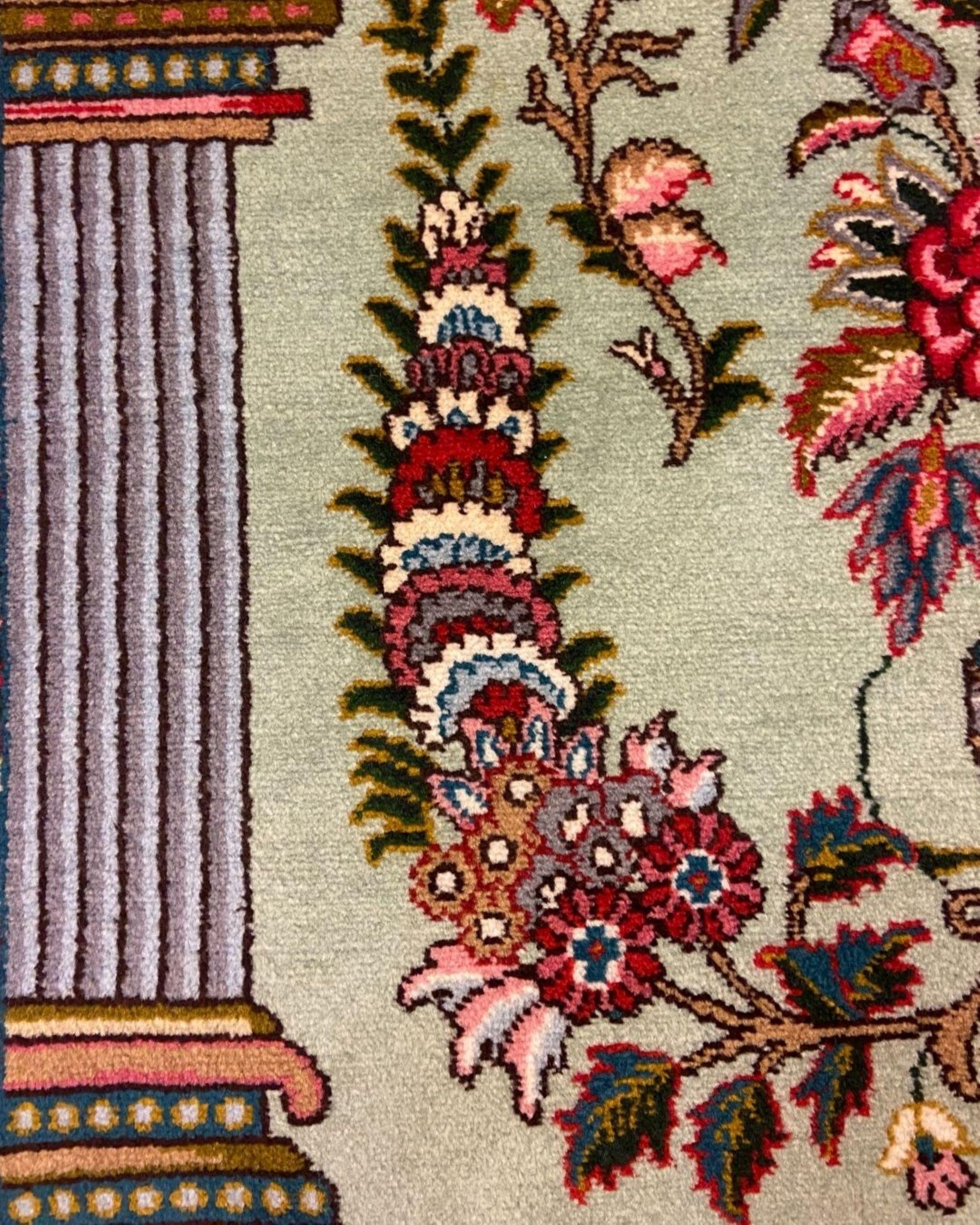 Persischer Hochzeitsteppich aus der Jahrhundertmitte mit Blumenvase und Persepolis-Säulen, 2x3 (Mitte des 20. Jahrhunderts) im Angebot