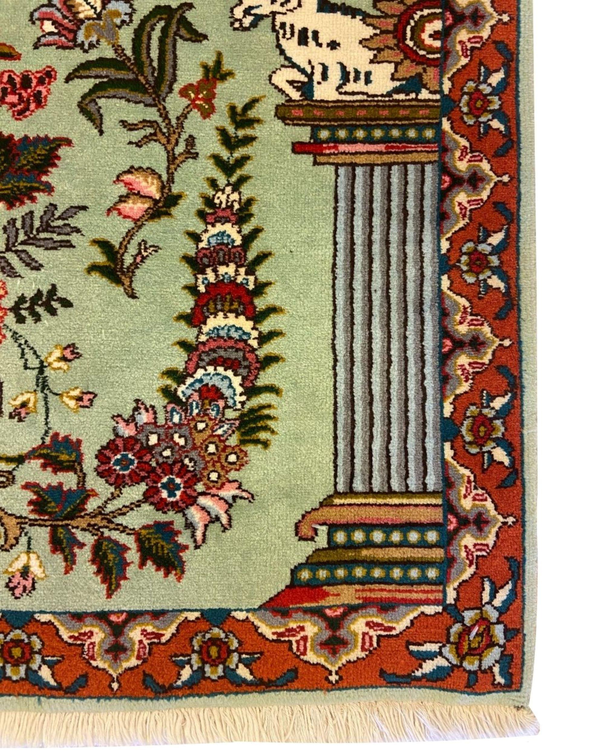 Persischer Hochzeitsteppich aus der Jahrhundertmitte mit Blumenvase und Persepolis-Säulen, 2x3 im Angebot 2