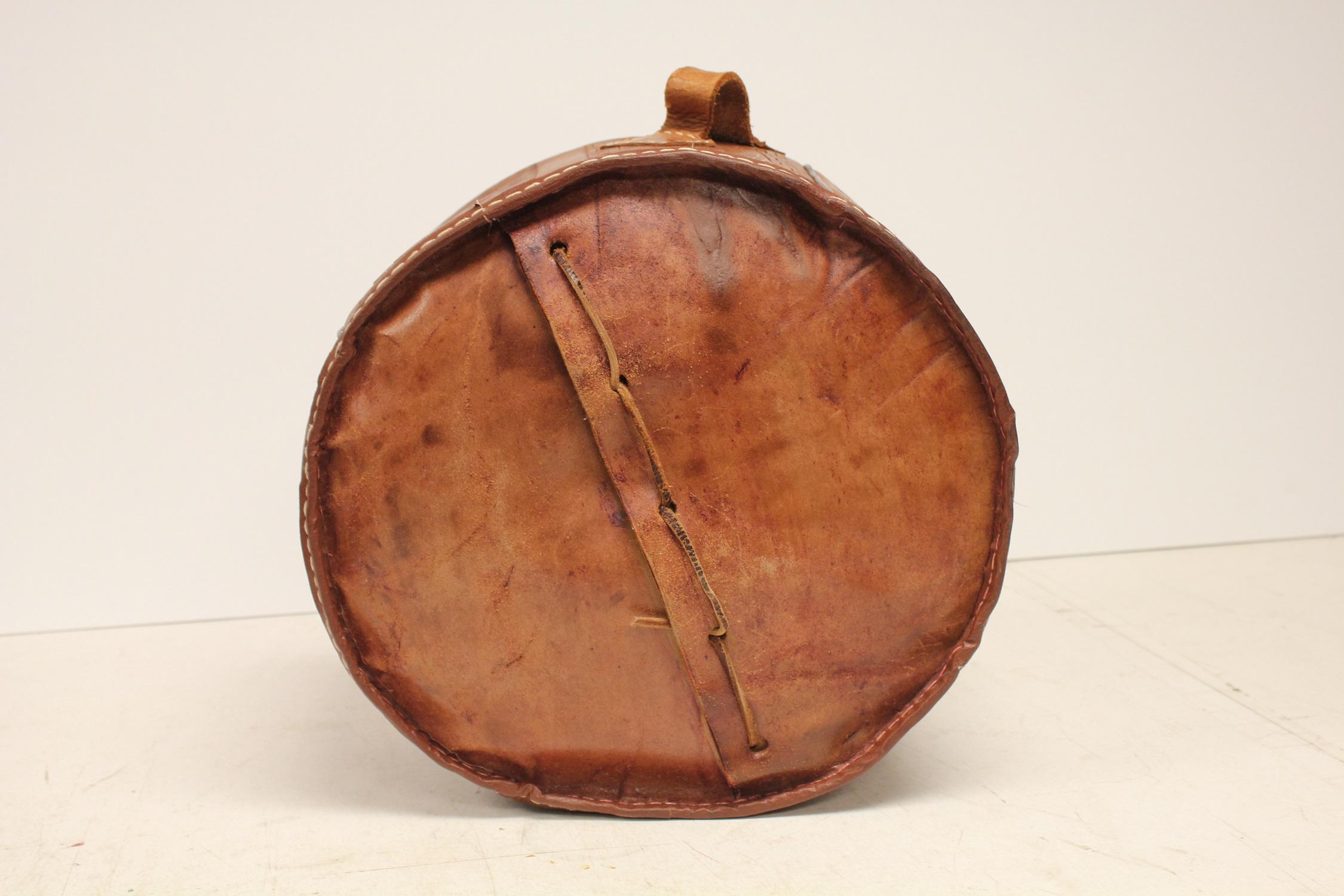 Midcentury Peruvian Leather Pouf For Sale 1