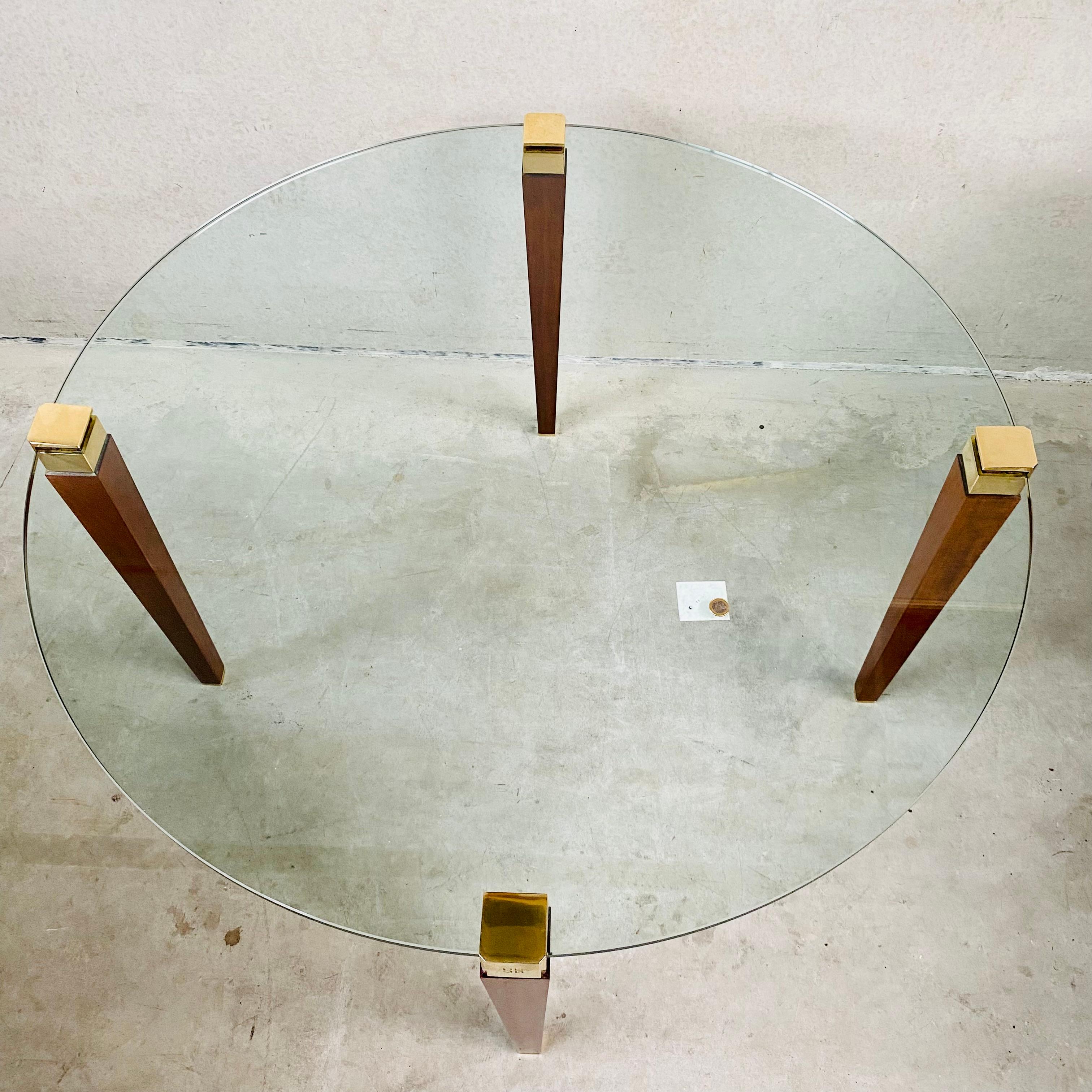 Mid-Century Peter Ghyczy Round Glass Brass Dining Table 1970 9