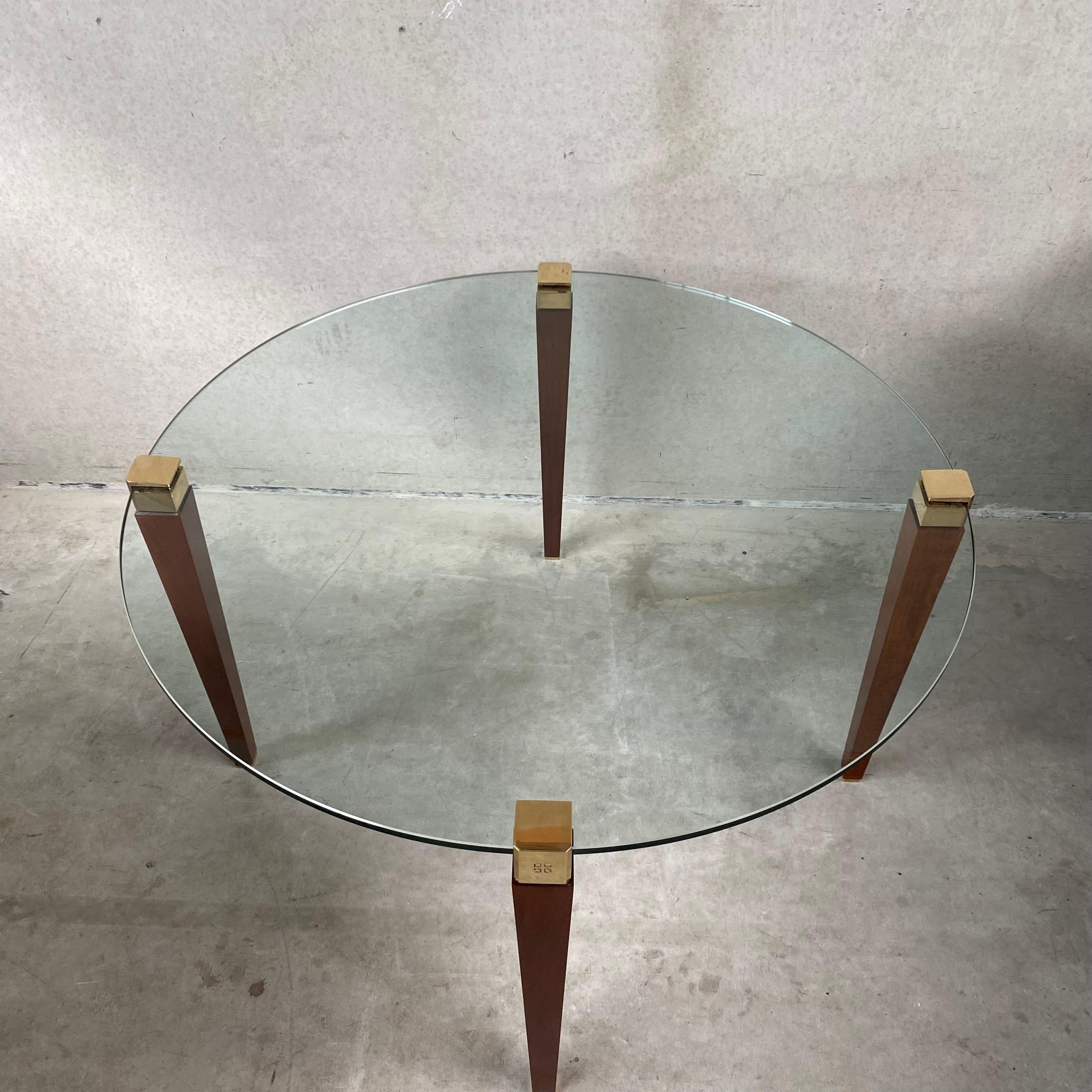 Mid-Century Modern Mid-Century Peter Ghyczy Round Glass Brass Dining Table 1970
