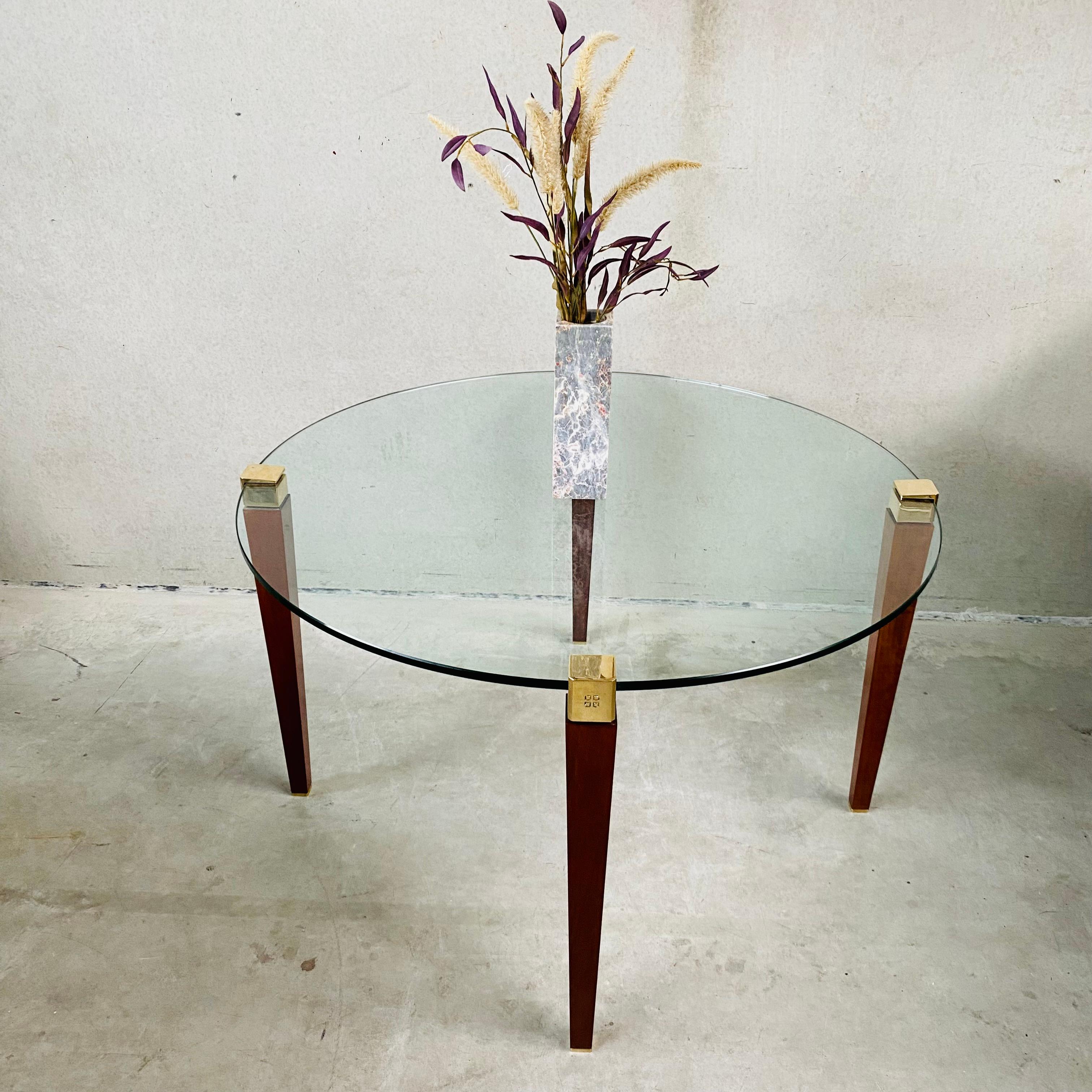 Late 20th Century Mid-Century Peter Ghyczy Round Glass Brass Dining Table 1970
