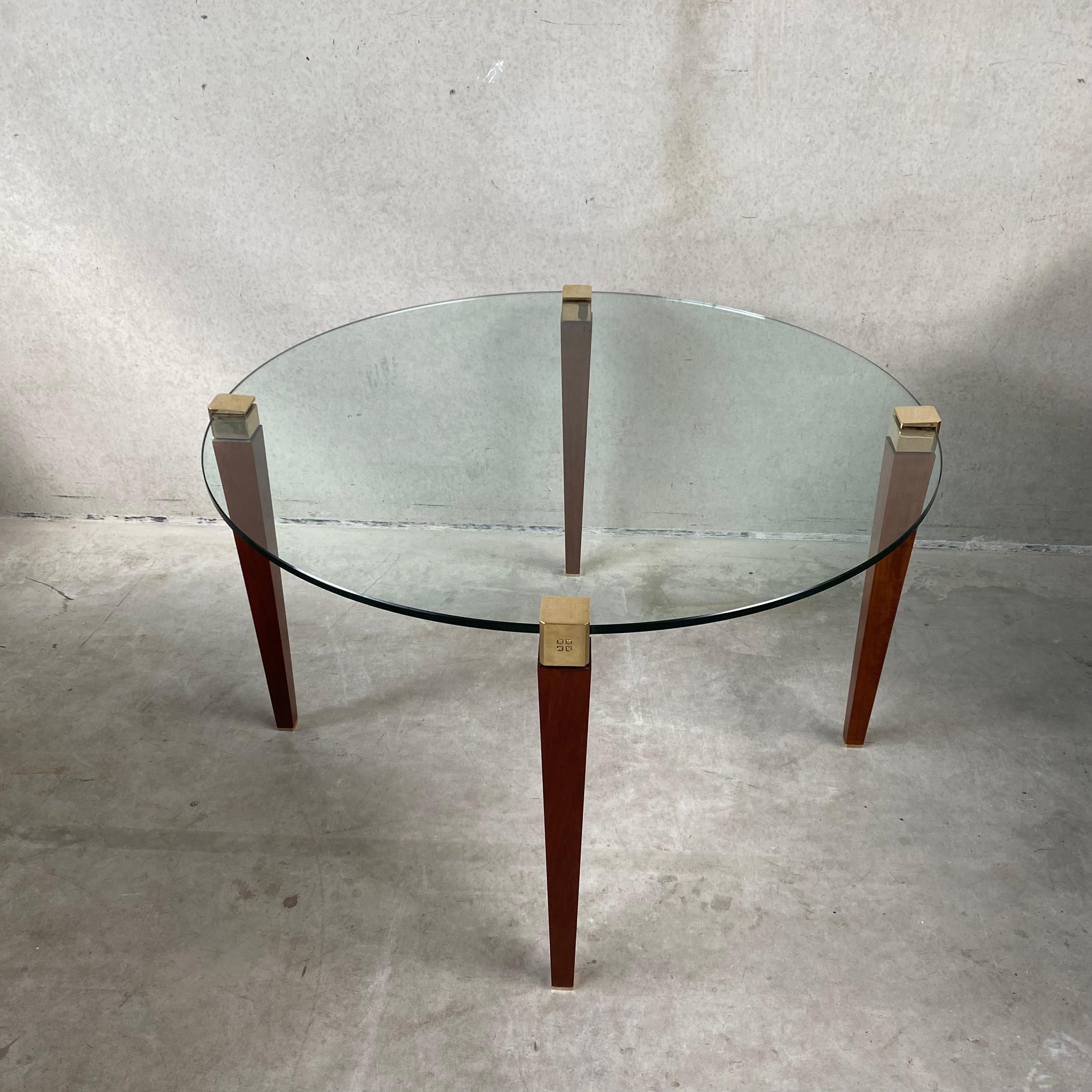 Mid-Century Peter Ghyczy Round Glass Brass Dining Table 1970 1