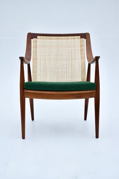Mid Century Peter Hvidt & Orla Molgaard Nielsen Model 147 Teak & Rattan Chair