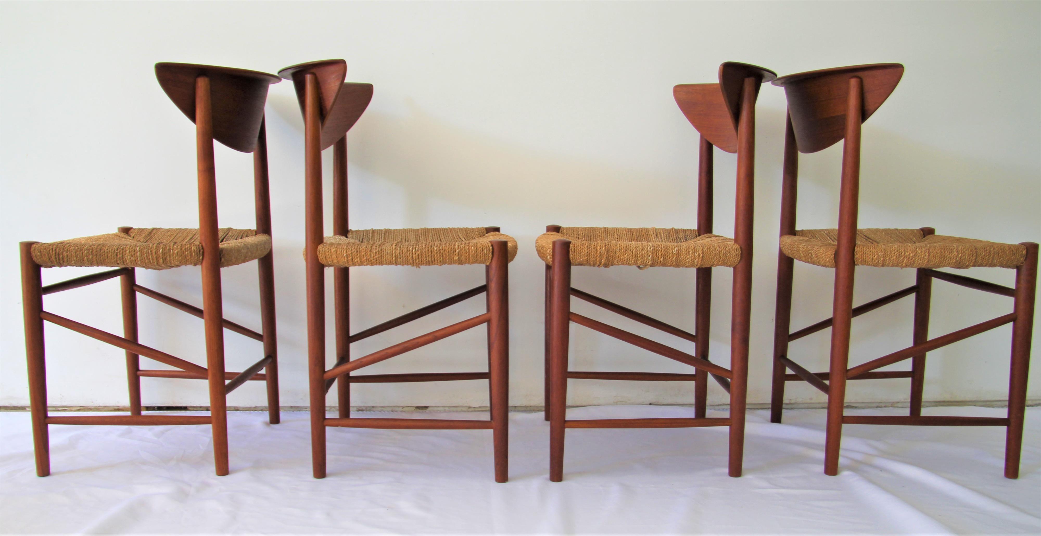 Rush Midcentury Peter Hvidt & Orla Molgaard-Nielsen Teak Dining Chairs, Set of 6