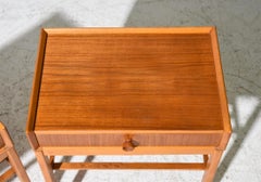 Mid-Century Petite Danish Modern Nightstands Teak Single Drawer