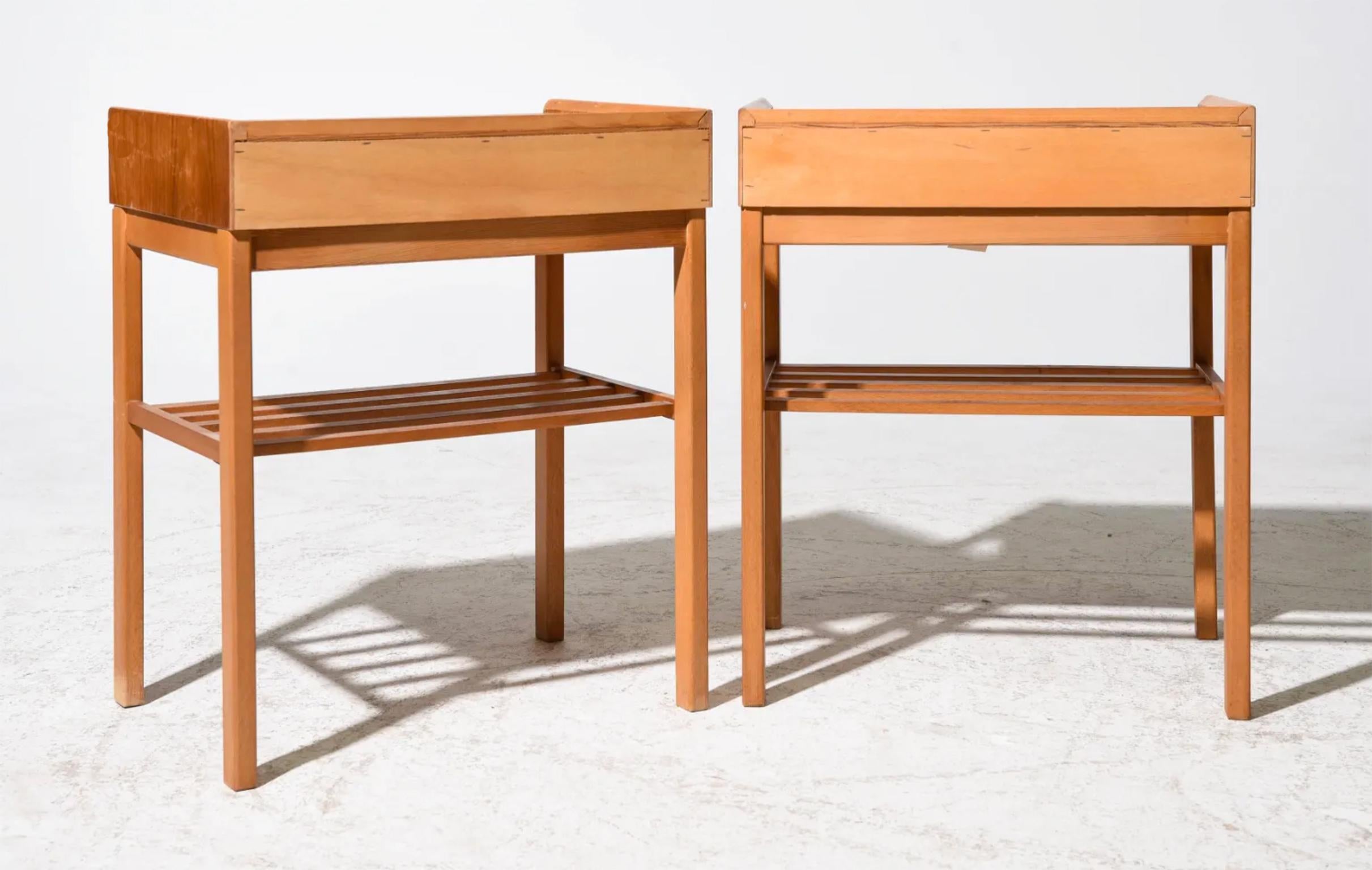 Woodwork Mid-Century Petite Danish Modern Nightstands Teak Single Drawer