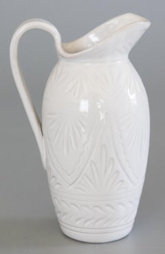 Mid Century Petite Italian White Glazed Terracotta Pitcher