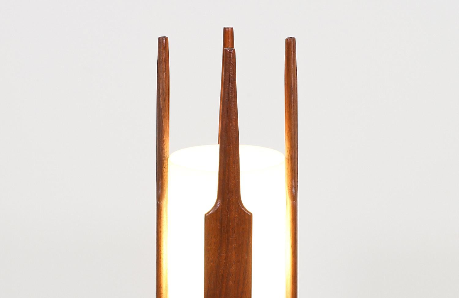Midcentury Petite Sculpted Walnut Table Lamp 2