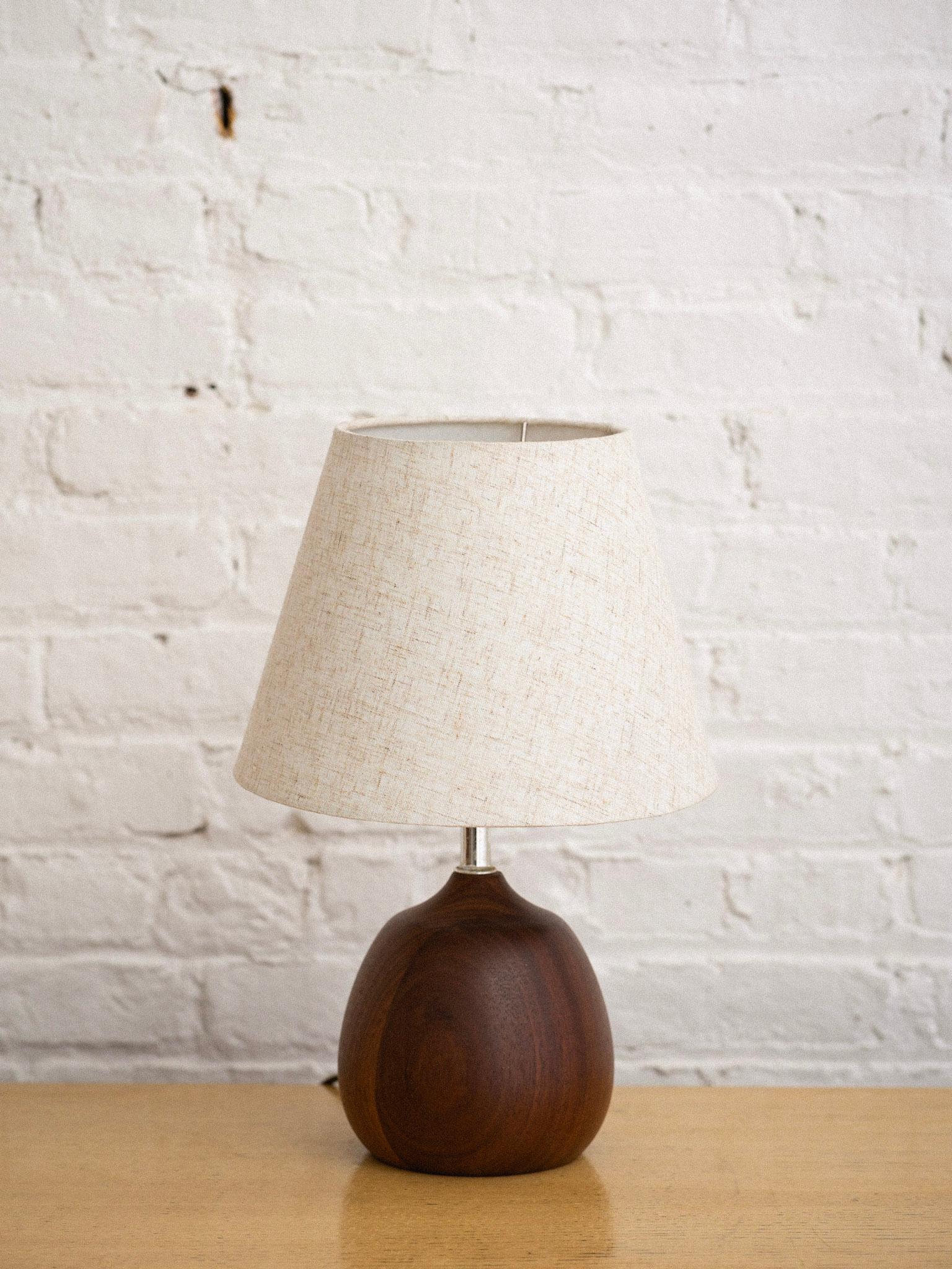 Mid-Century Modern Mid Century Petite Solid Teak Lamps, a Pair