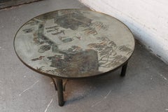 Mid-Century Pewter & Bronze "Kang Tao" Table by Philip and Kelvin LaVerne