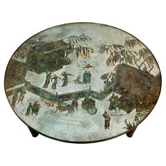 Mid-Century Pewter & Bronze "Kang Tao" Table by Philip and Kelvin LaVerne