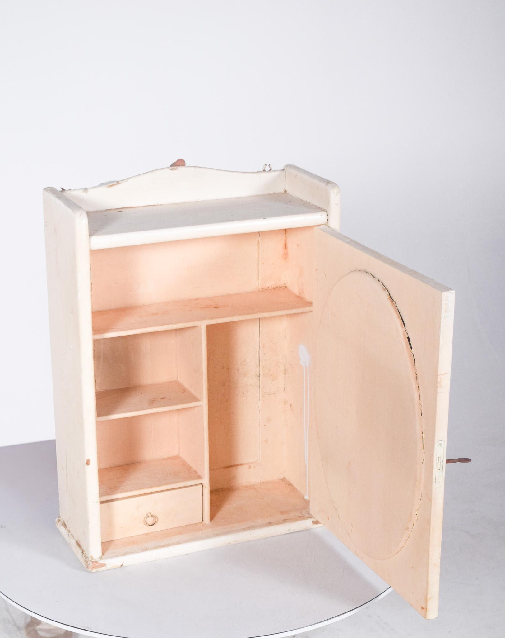 Painted Mid-Century Pharmacy Cabinet with Oval Mirror For Sale