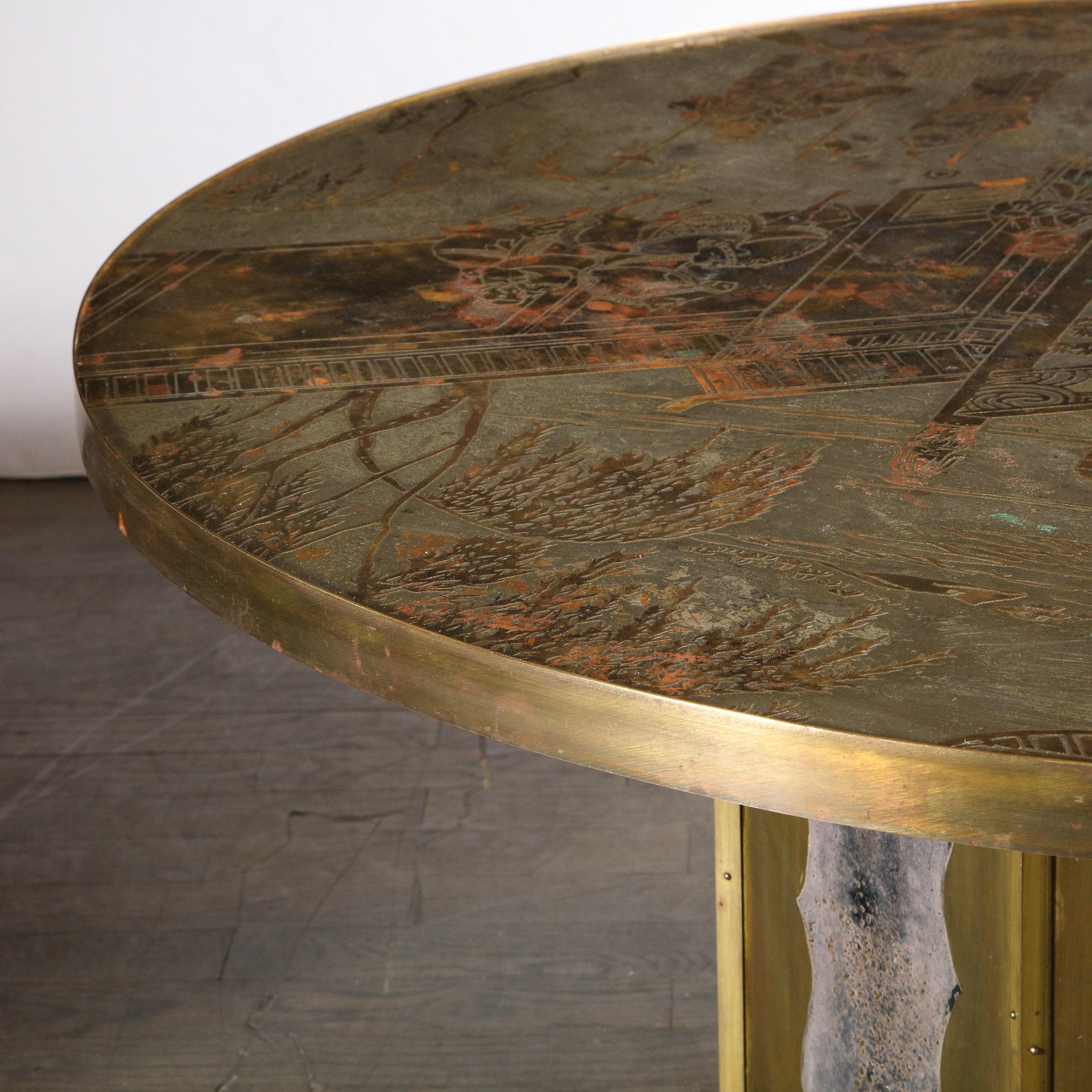 Mid Century Philip & Kelvin LaVerne Acid Etched Bronze/ Pewter Chan Coffee Table 4